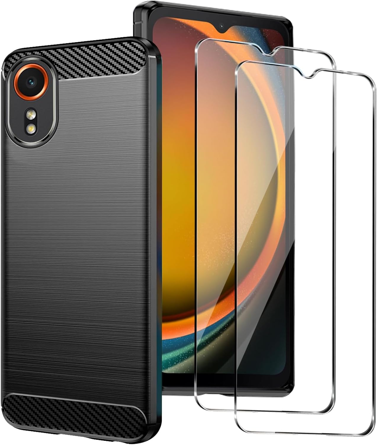 Samsung Galaxy Xcover 7  Case Carbon Fibre Phone Cover + Screen Protector