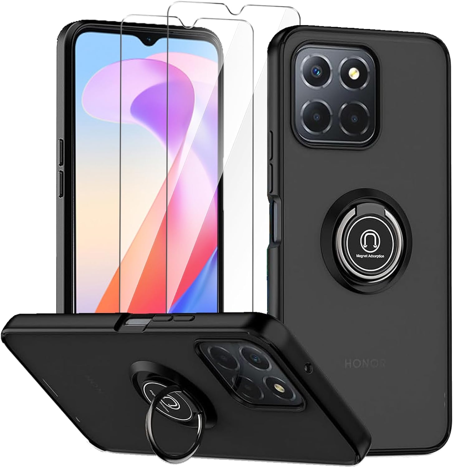 Honor X6b Case Kickstand Cover Heavy Duty & Screen Protector