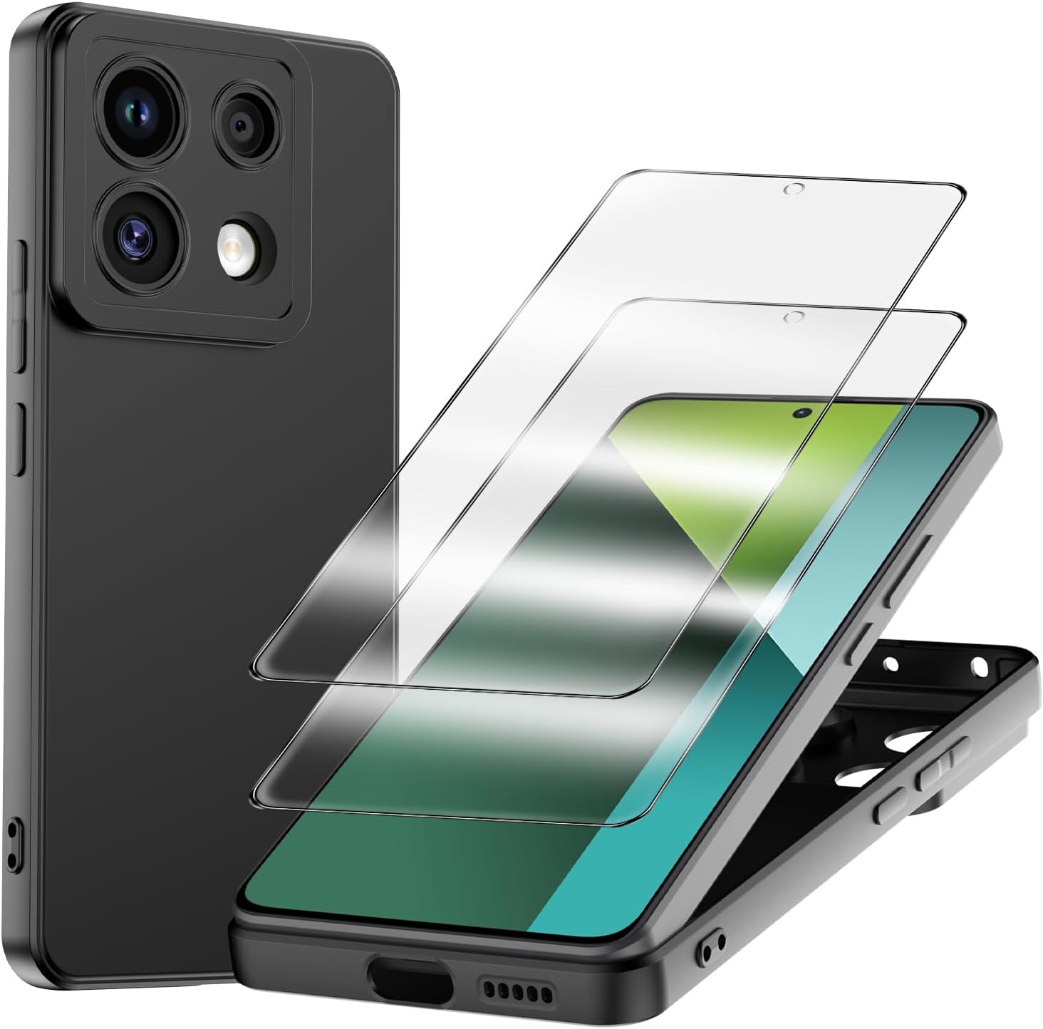 Xiaomi Redmi Note 13 Pro 5G Case Black Gel Phone Cover & Screen Protector