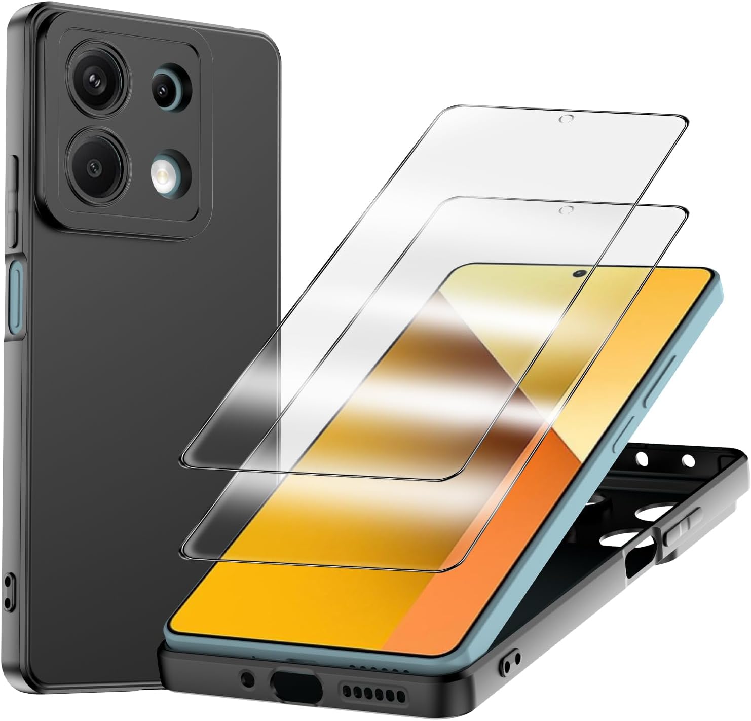 Xiaomi Redmi Note 13 5G Case Black Gel Phone Cover & Screen Protector
