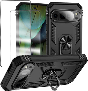 Google Pixel 9 / 9 Pro / XL Case Shockproof Ring Phone Cover & Screen Protector