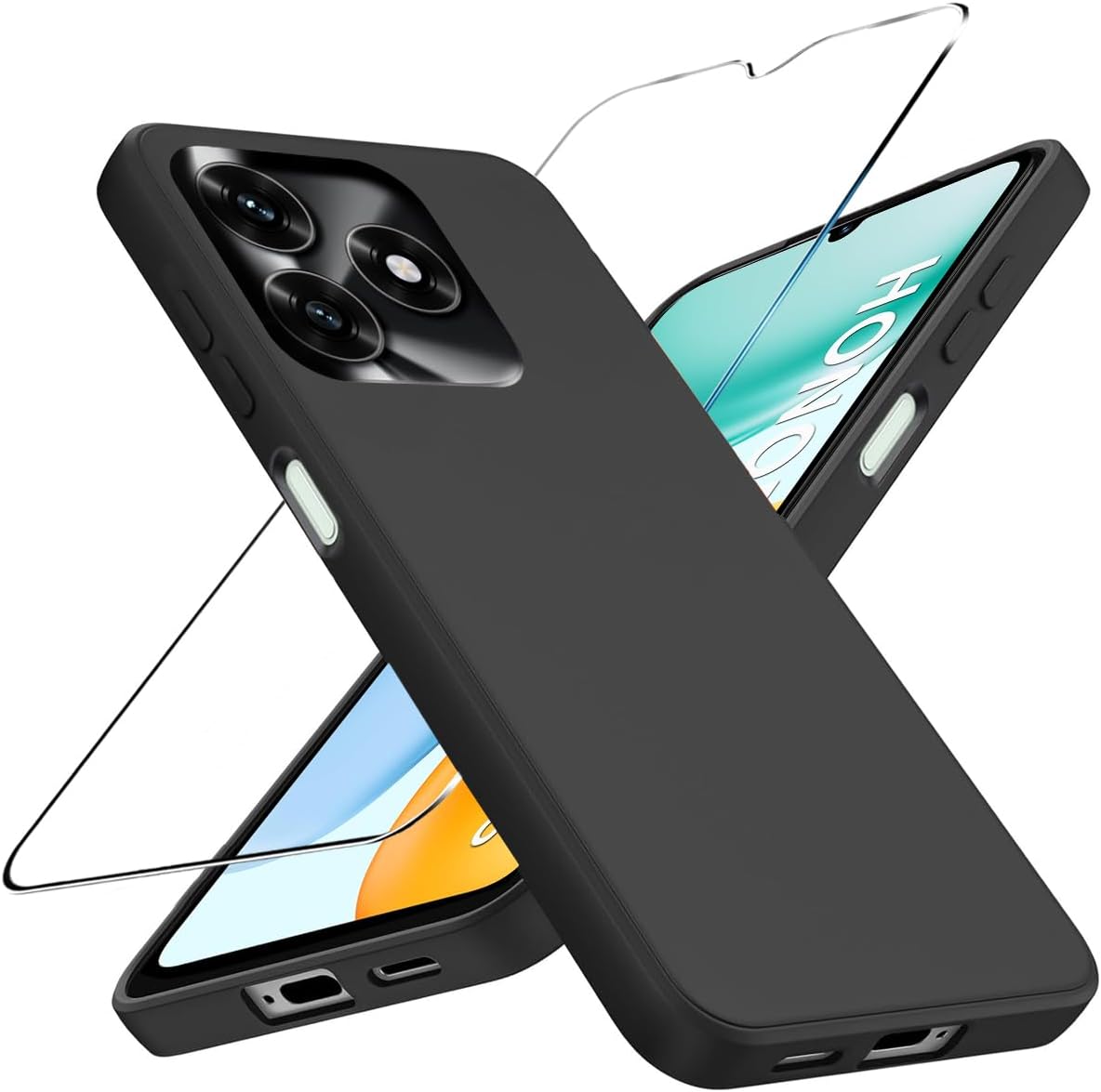 Honor X5c Plus Case Black Gel Phone Cover & Screen Protector