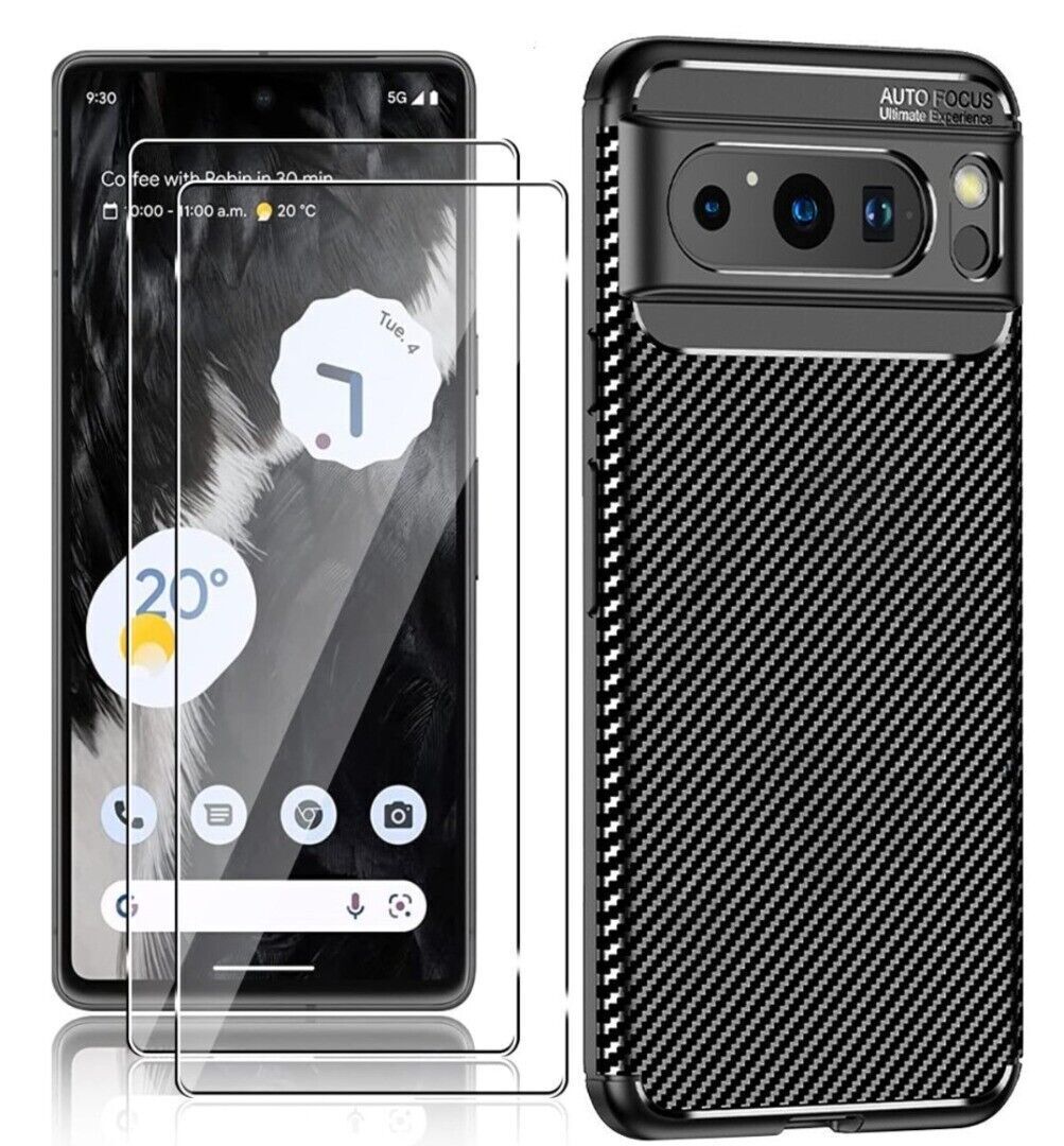 Google Pixel 8 / 8 pro  Case Carbon Fibre Phone Cover & Screen Protector