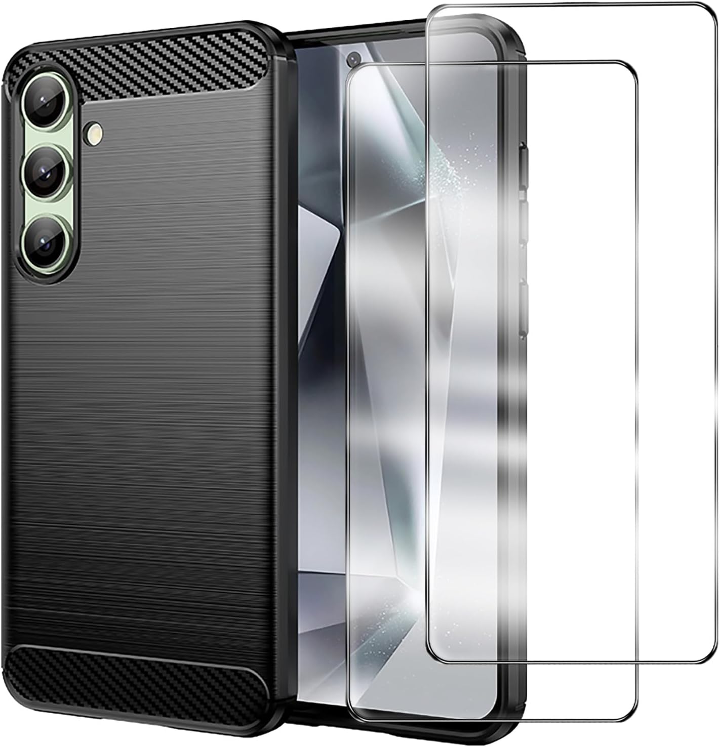 Samsung Galaxy S24 FE Case Carbon Fibre Phone Cover + Screen Protector
