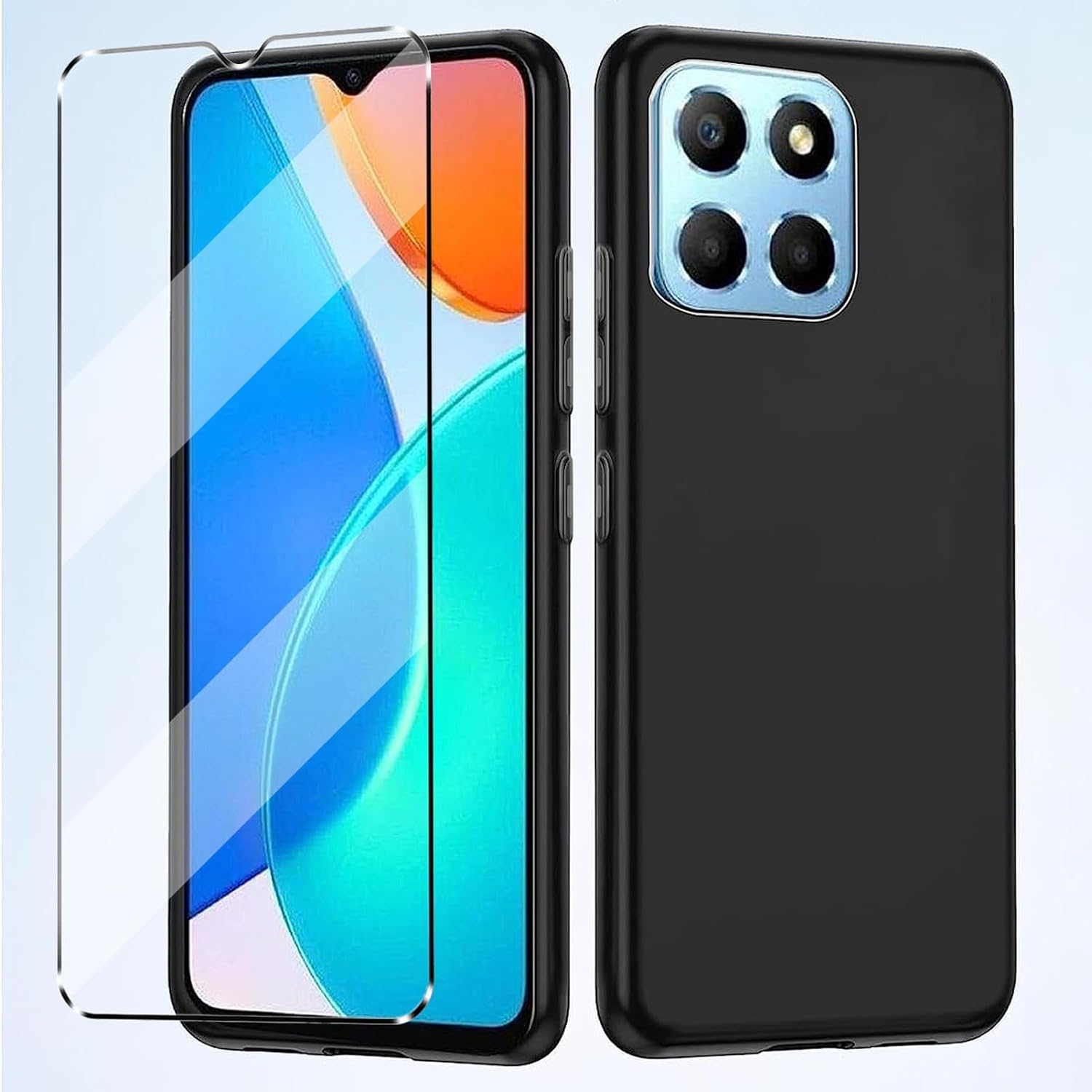 Honor X6a Case Black Gel Phone Cover And Screen Protector