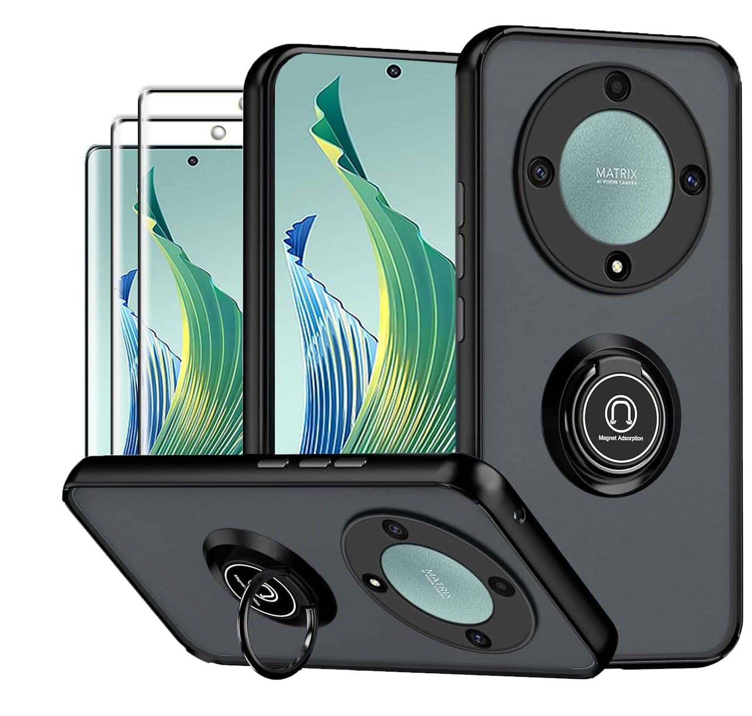 Honor Magic 5 Lite Case Kickstand Shockproof Cover Heavy Duty & Screen Protector