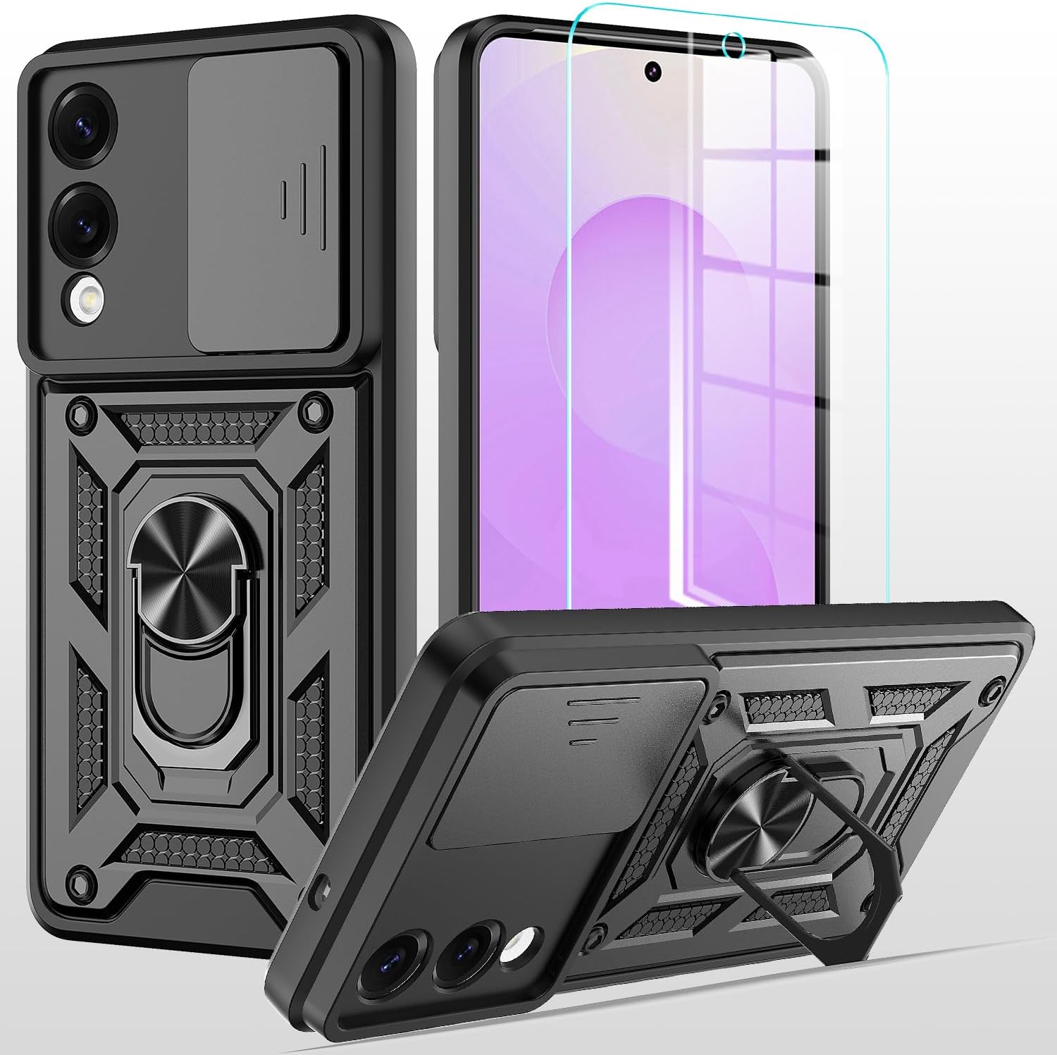 Samsung Galaxy S25 Edge Case Shockproof Ring Stand Phone Cover & Screen Protector