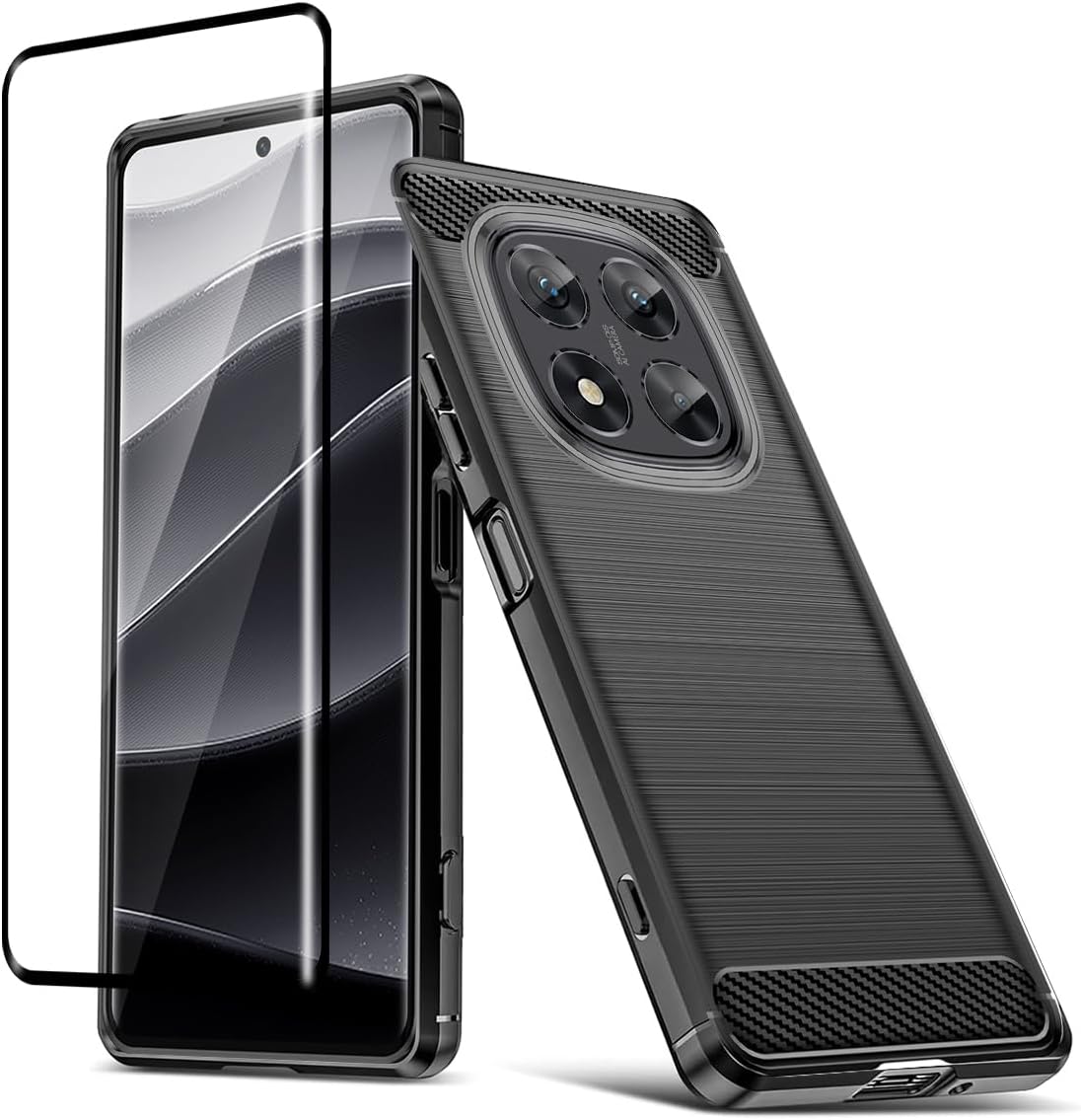 Xiaomi Redmi Note 14 Pro 4G Case Carbon Fibre Phone Cover + Screen Protector