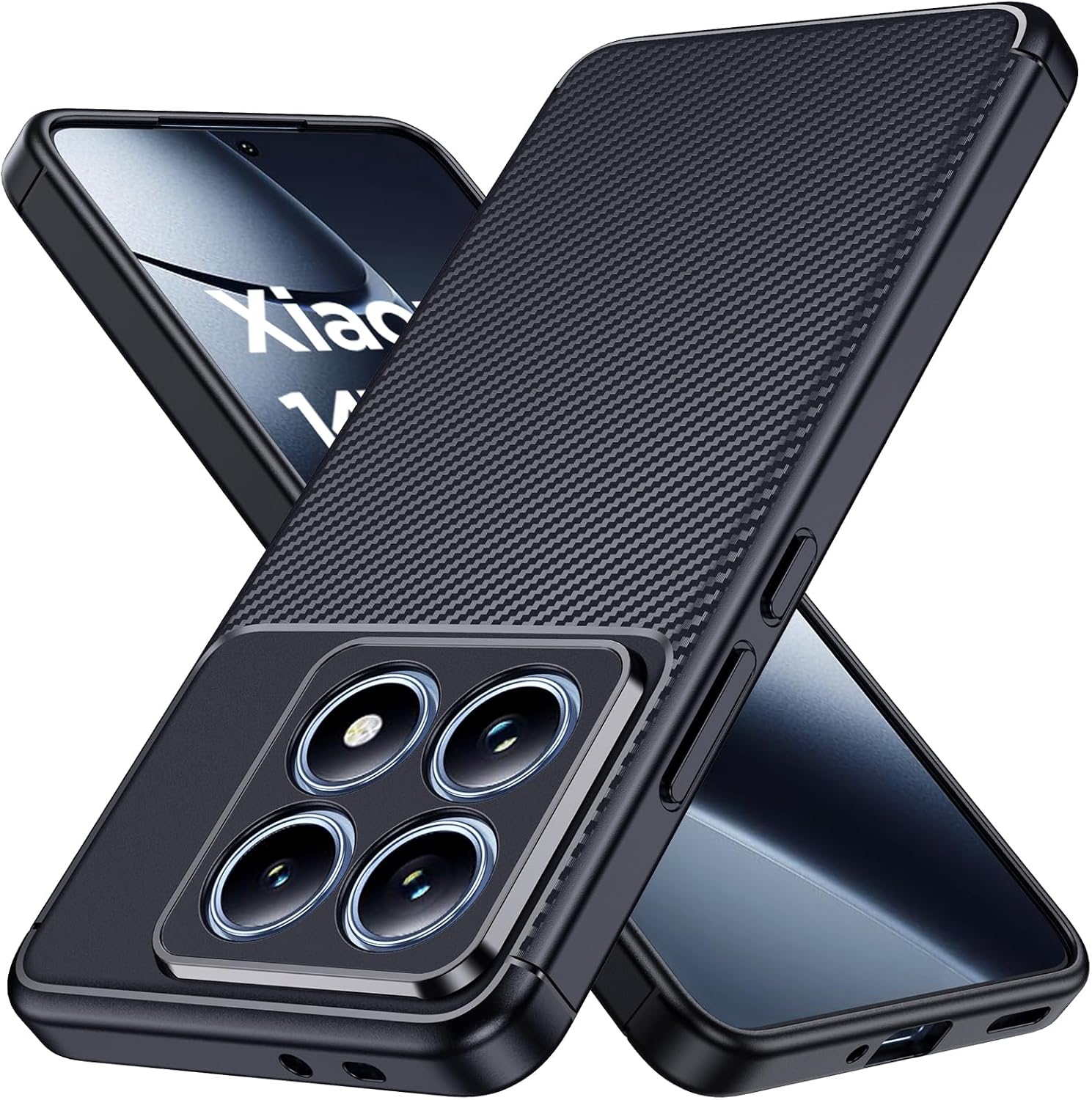 Xiaomi 14T / 14T Pro Case Carbon Fibre Phone Cover + Screen Protector