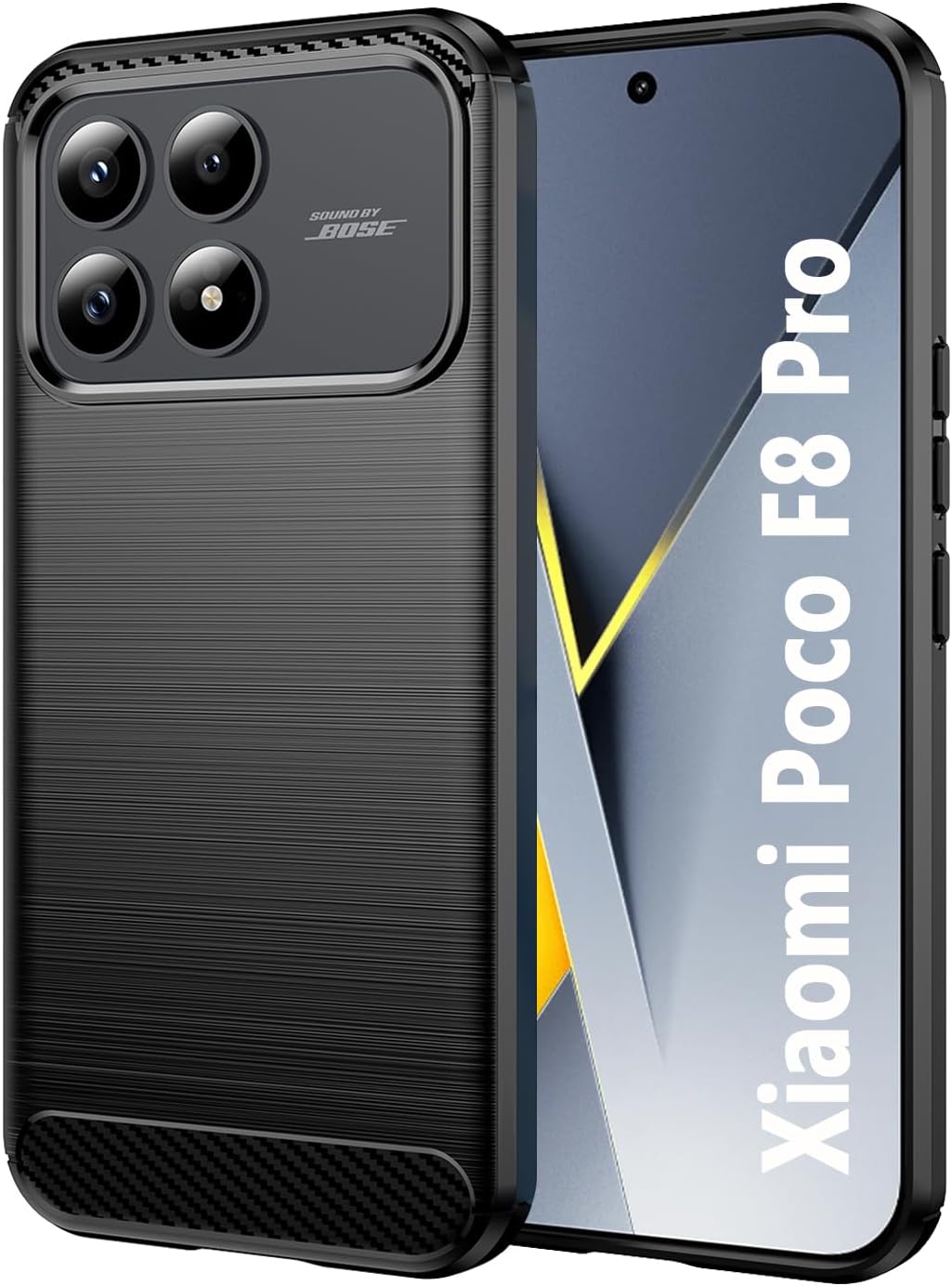 Xiaomi Poco F8 Pro / F8 Ultra Case Carbon Fibre Phone Cover + Screen Protector