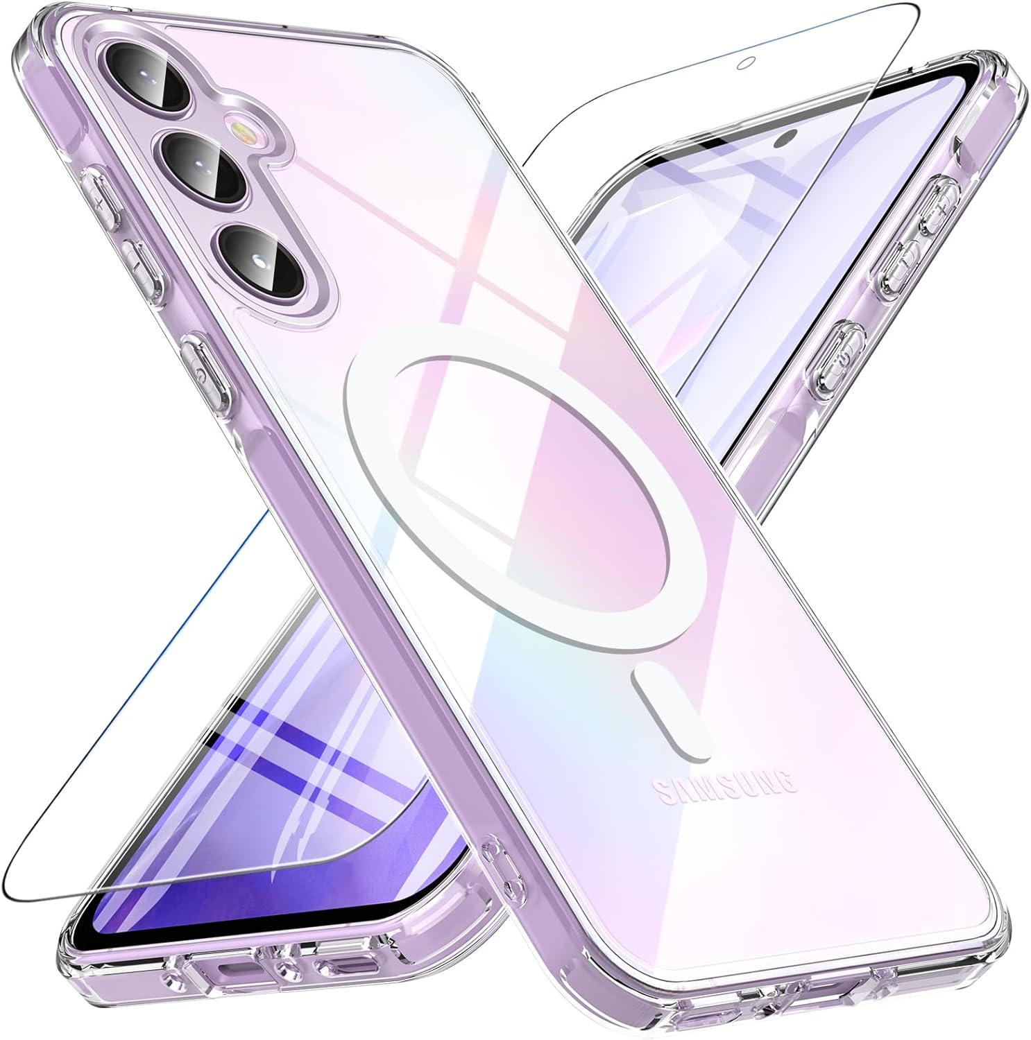 Samsung Galaxy A55 5G Clear Case Magsafe Phone Cover + Glass Screen Protector
