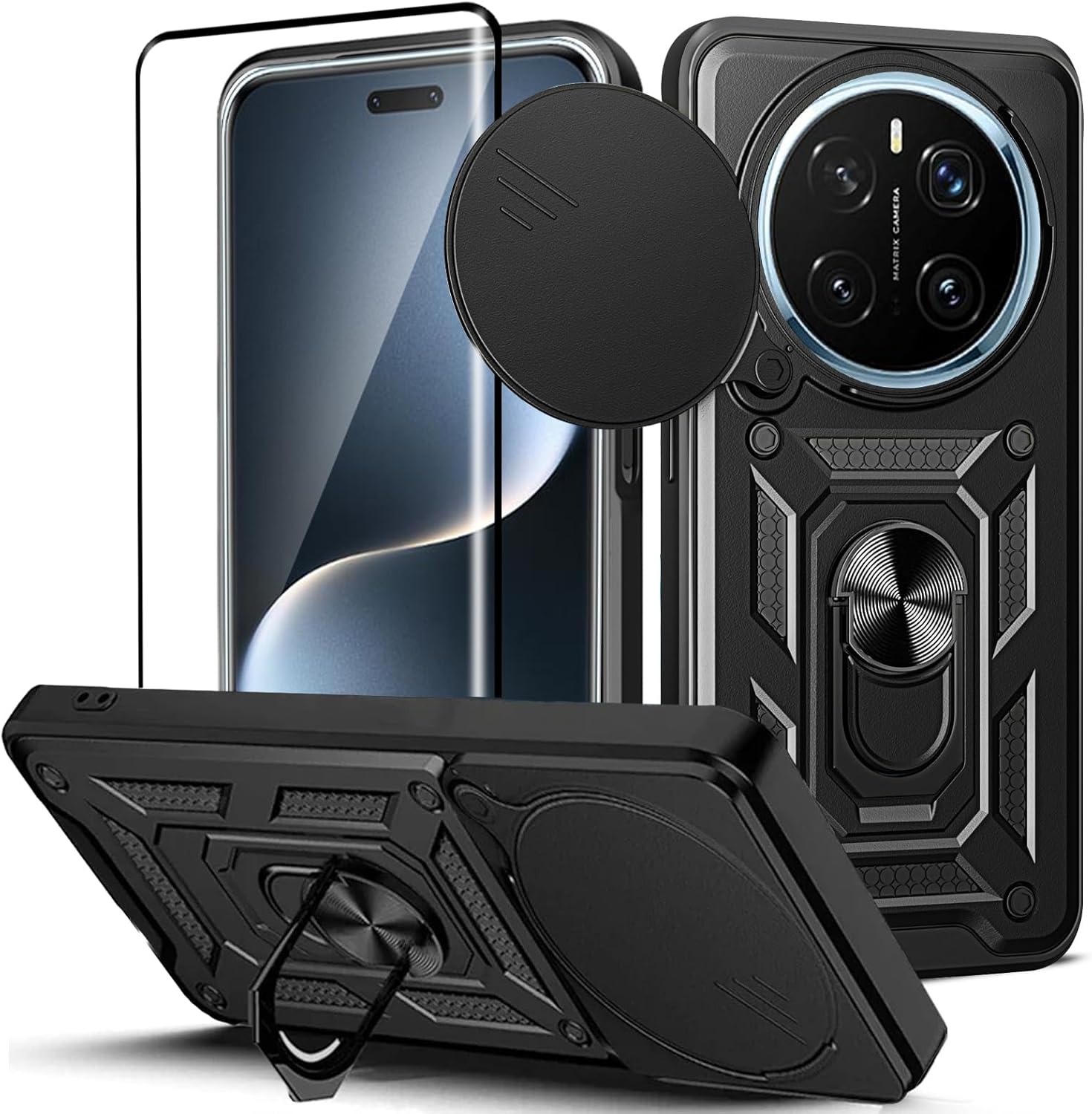 Honor Magic 7 Pro Case Shockproof Ring Stand Phone Cover & Screen Protector