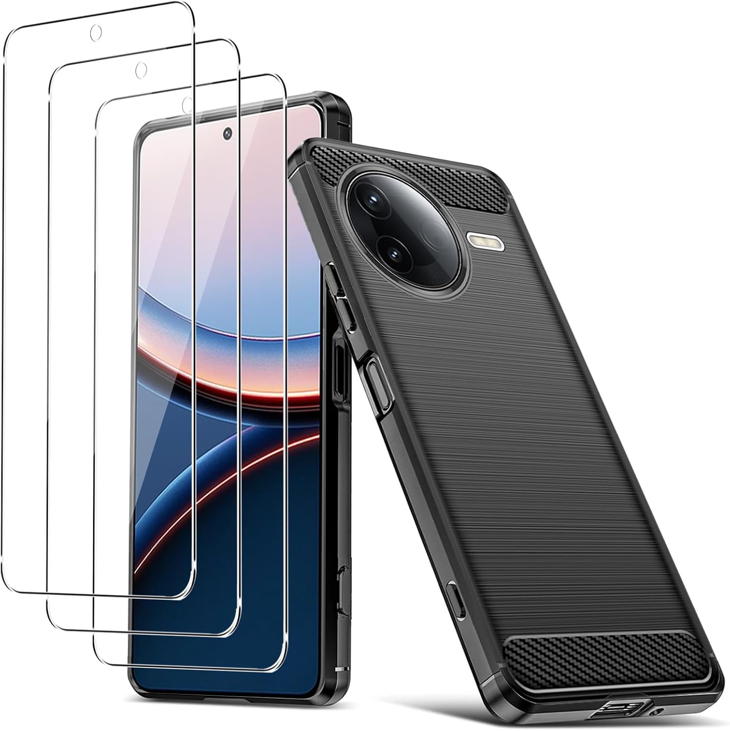Xiaomi Poco F7 Ultra Case Carbon Fibre Phone Cover + Screen Protector
