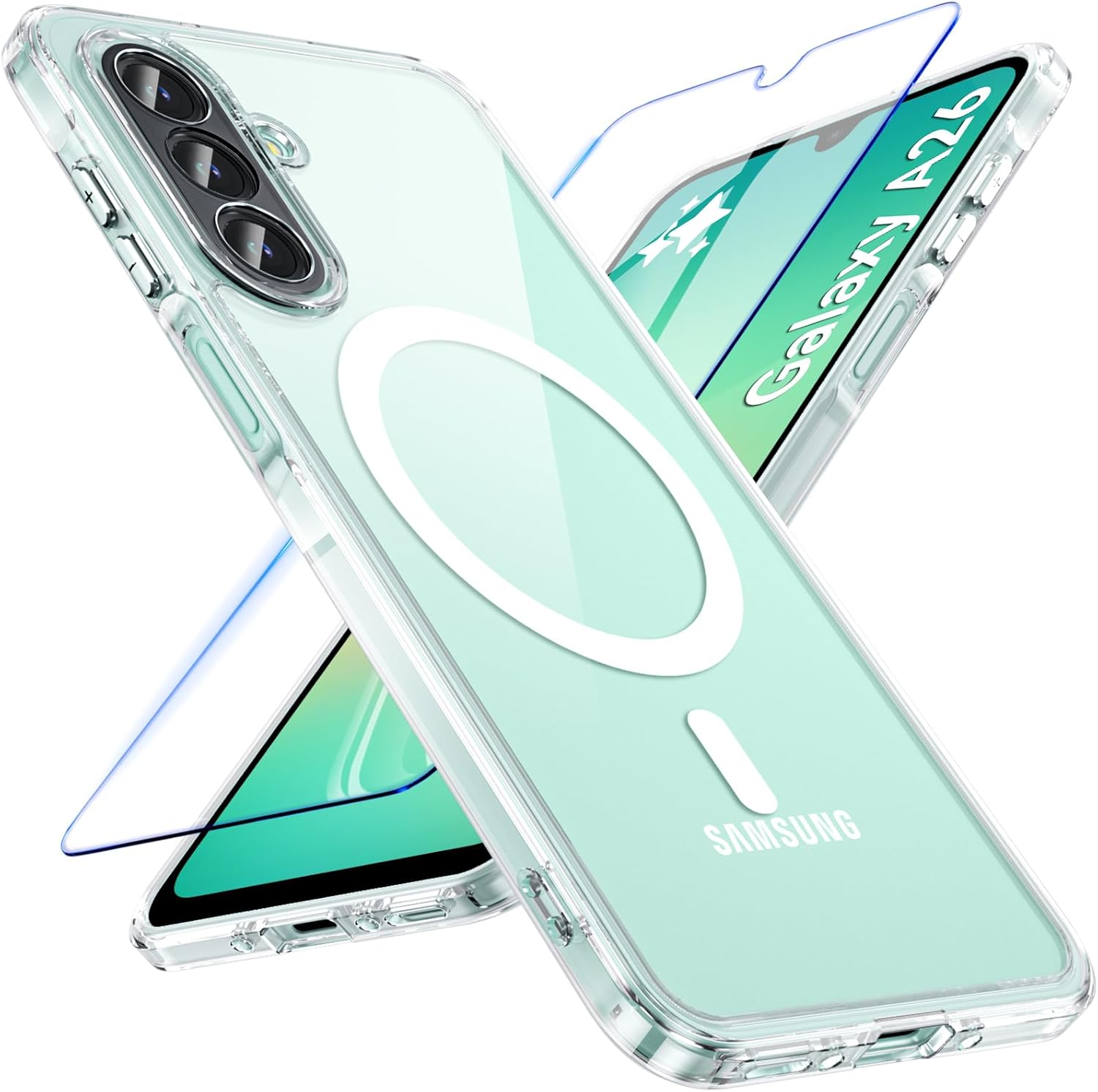 Samsung Galaxy A26 5G Clear Case Magsafe Phone Cover + Glass Screen Protector