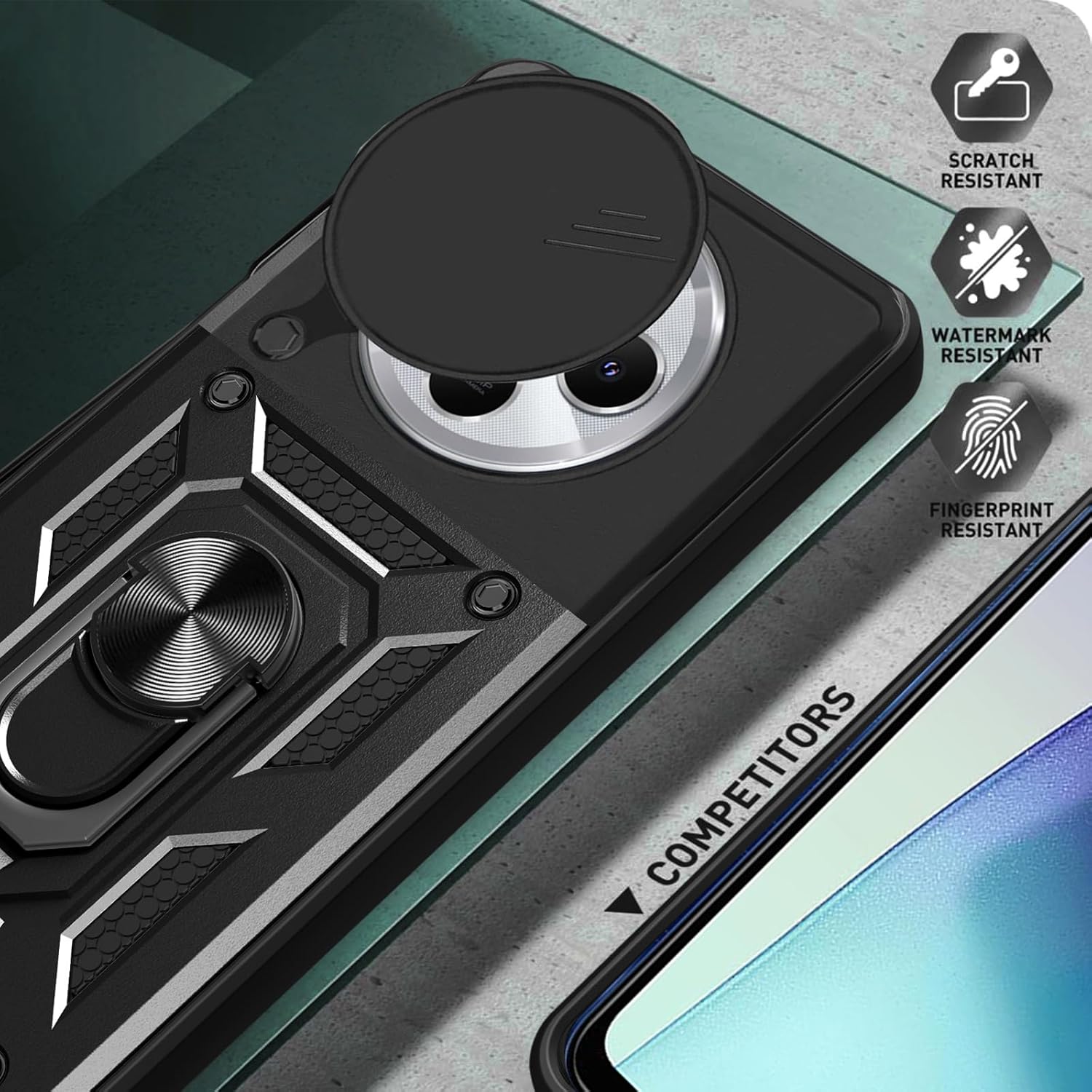Xiaomi Poco C75 Case Shockproof Ring Stand Phone Cover & Screen Protector