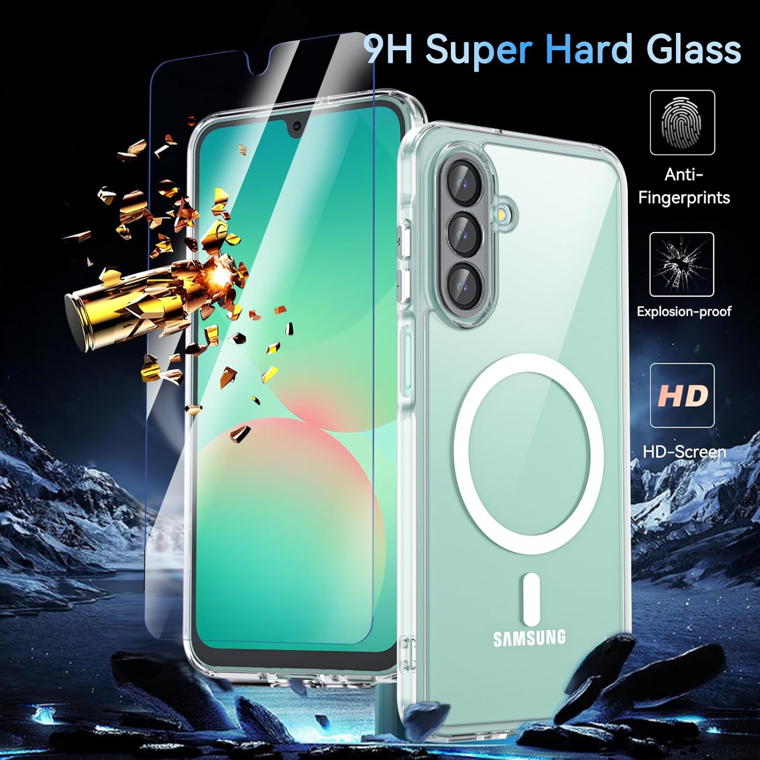 Samsung Galaxy A26 5G Clear Case Magsafe Phone Cover + Glass Screen Protector