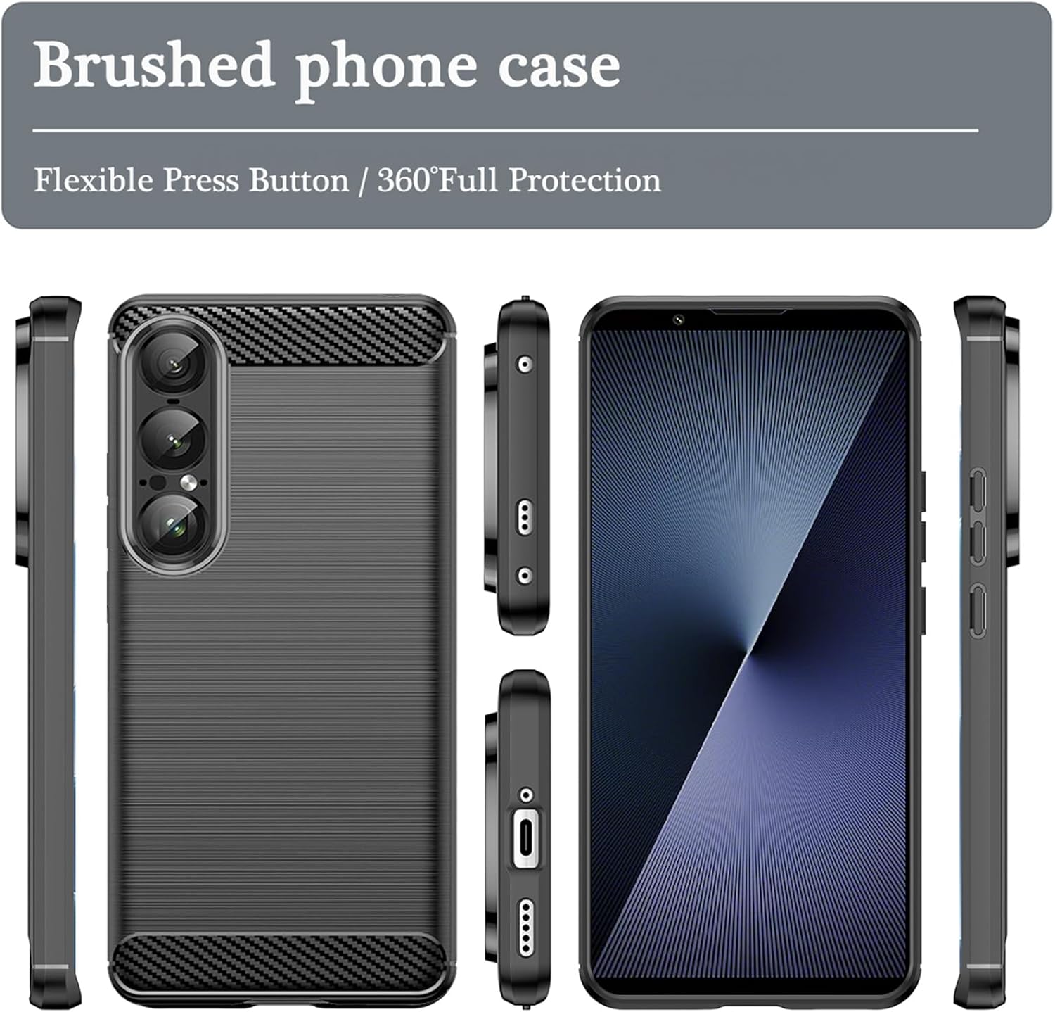 Sony Xperia 1 VII Case Carbon Fibre Phone Cover + Screen Protector