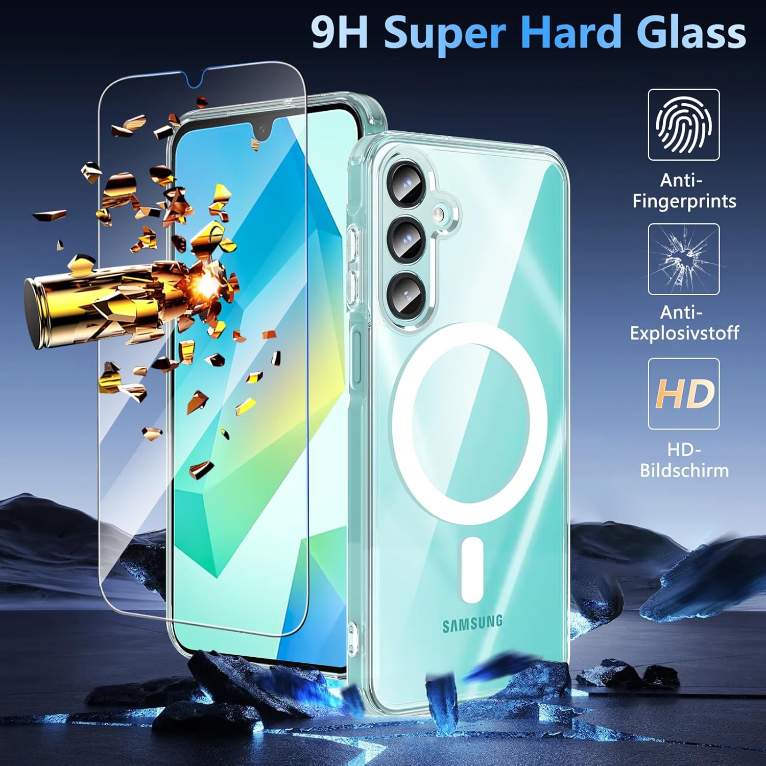 Samsung Galaxy A16 4G/5G Clear Case Magsafe Phone Cover + Glass Screen Protector