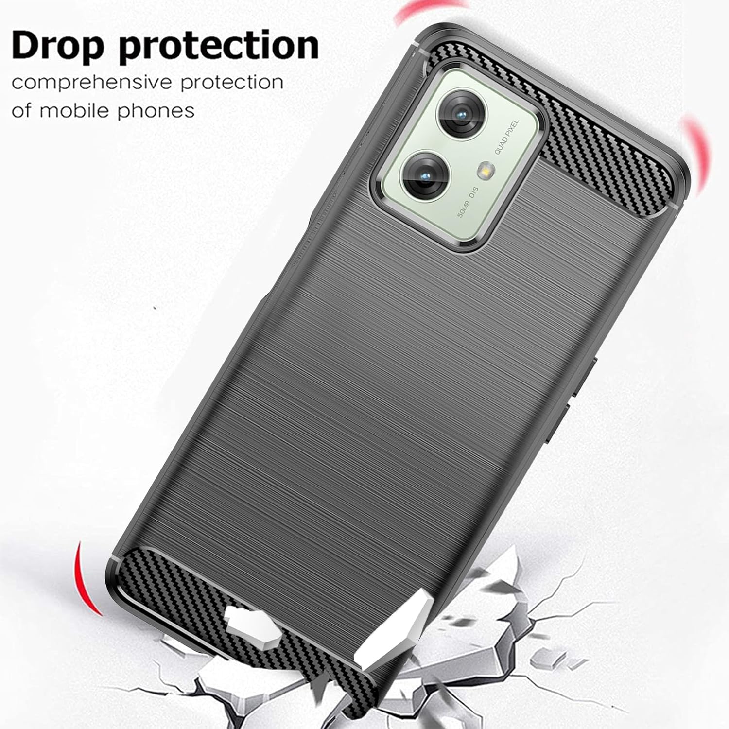 Motorola Moto G55 Case Carbon Fibre Phone Cover + Screen Protector