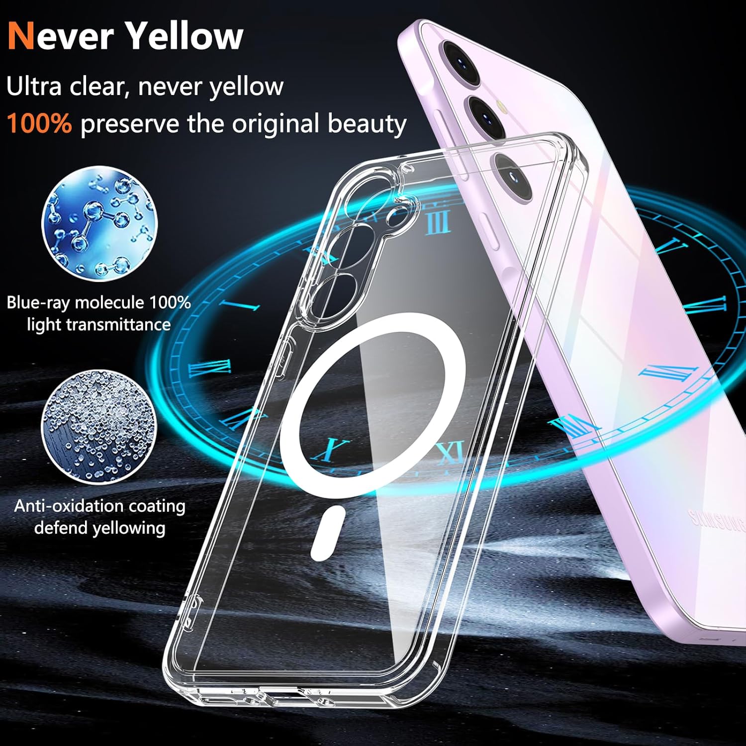 Samsung Galaxy A55 5G Clear Case Magsafe Phone Cover + Glass Screen Protector