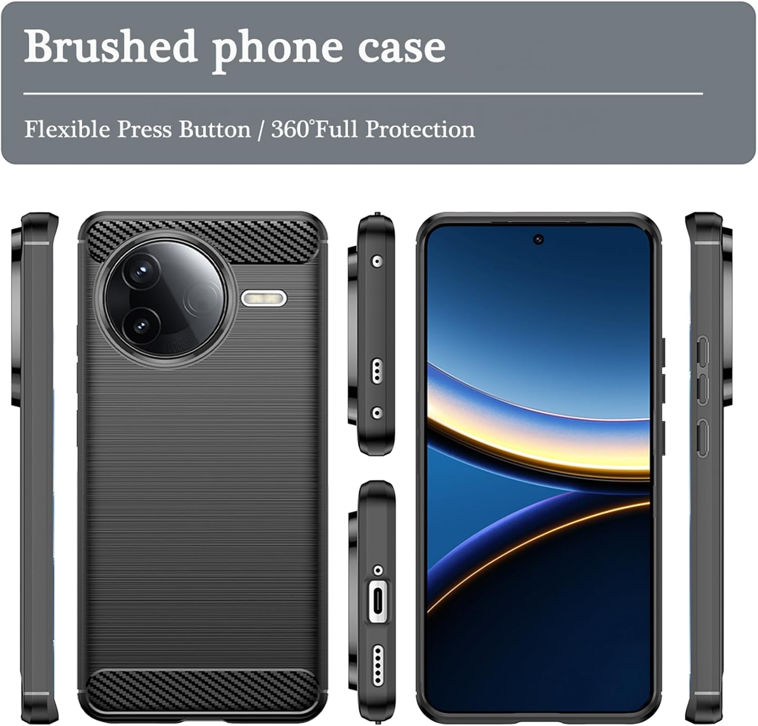 Xiaomi Poco F7 Pro Case Carbon Fibre Phone Cover + Screen Protector