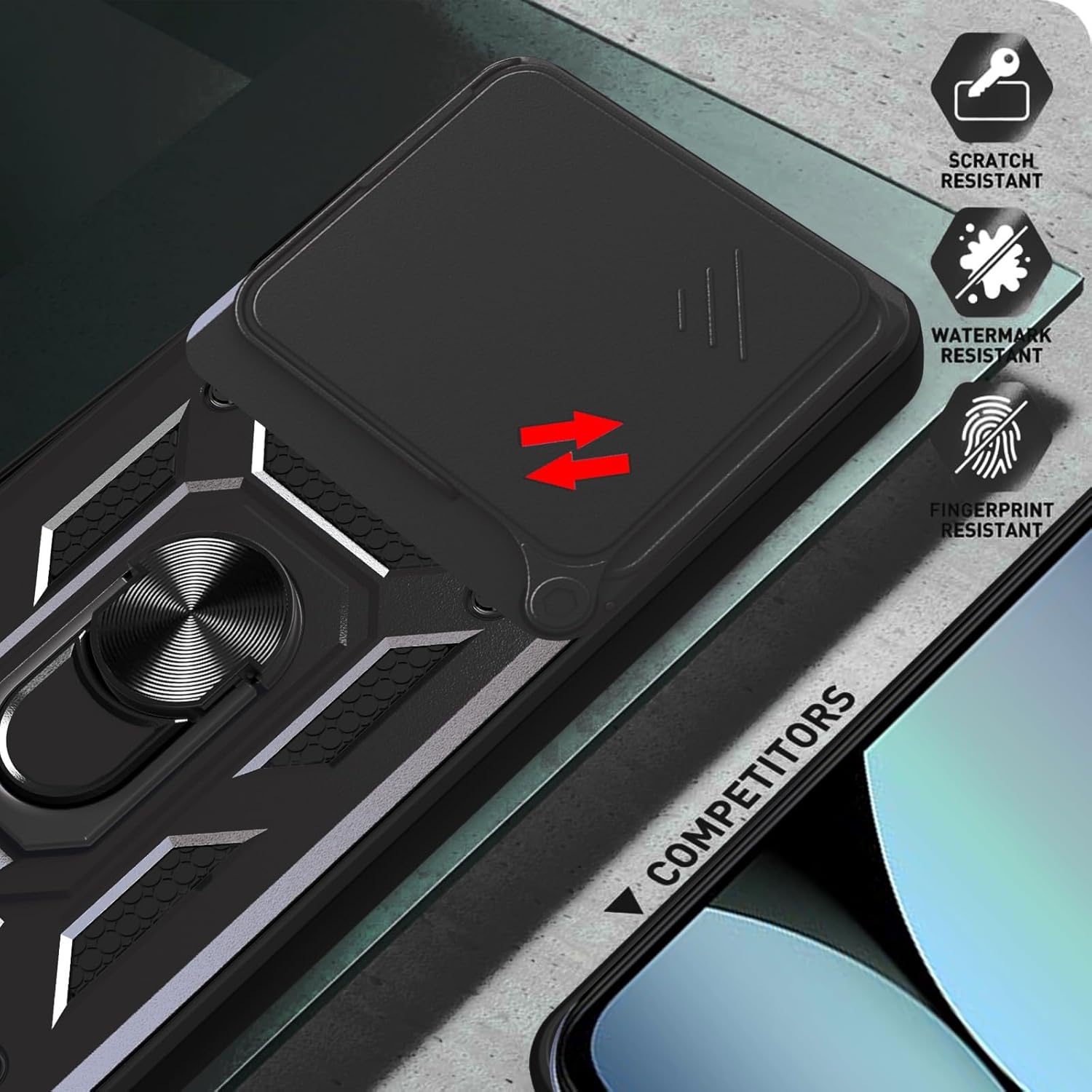 Xiaomi Redmi Note 14 5G Case Shockproof Ring Stand Phone Cover & Screen Protector
