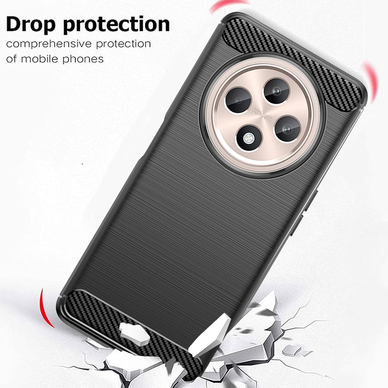 OPPO Reno 12 FS / F 5G Case Carbon Fibre Phone Cover + Screen Protector