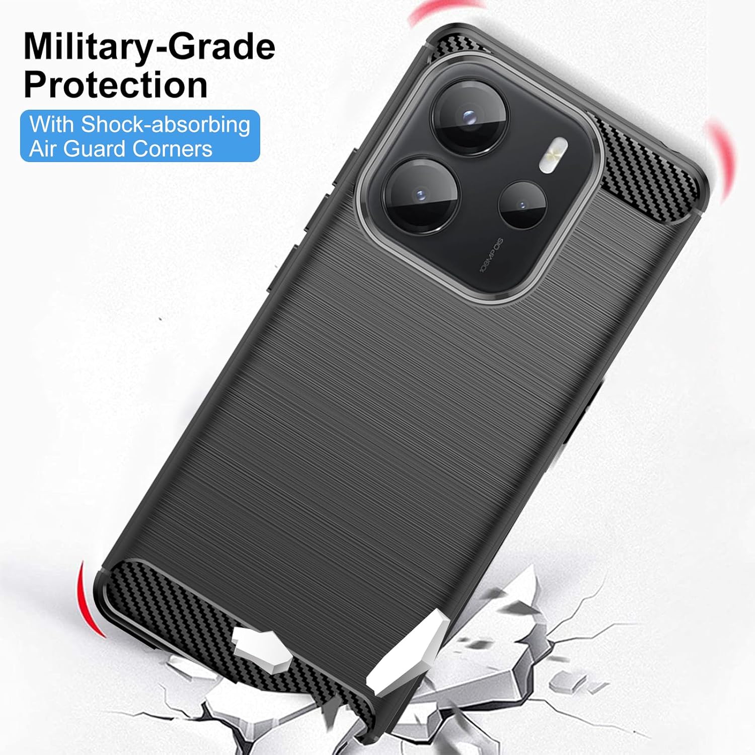 Xiaomi Redmi Note 14 4G Case Carbon Fibre Phone Cover + Screen Protector