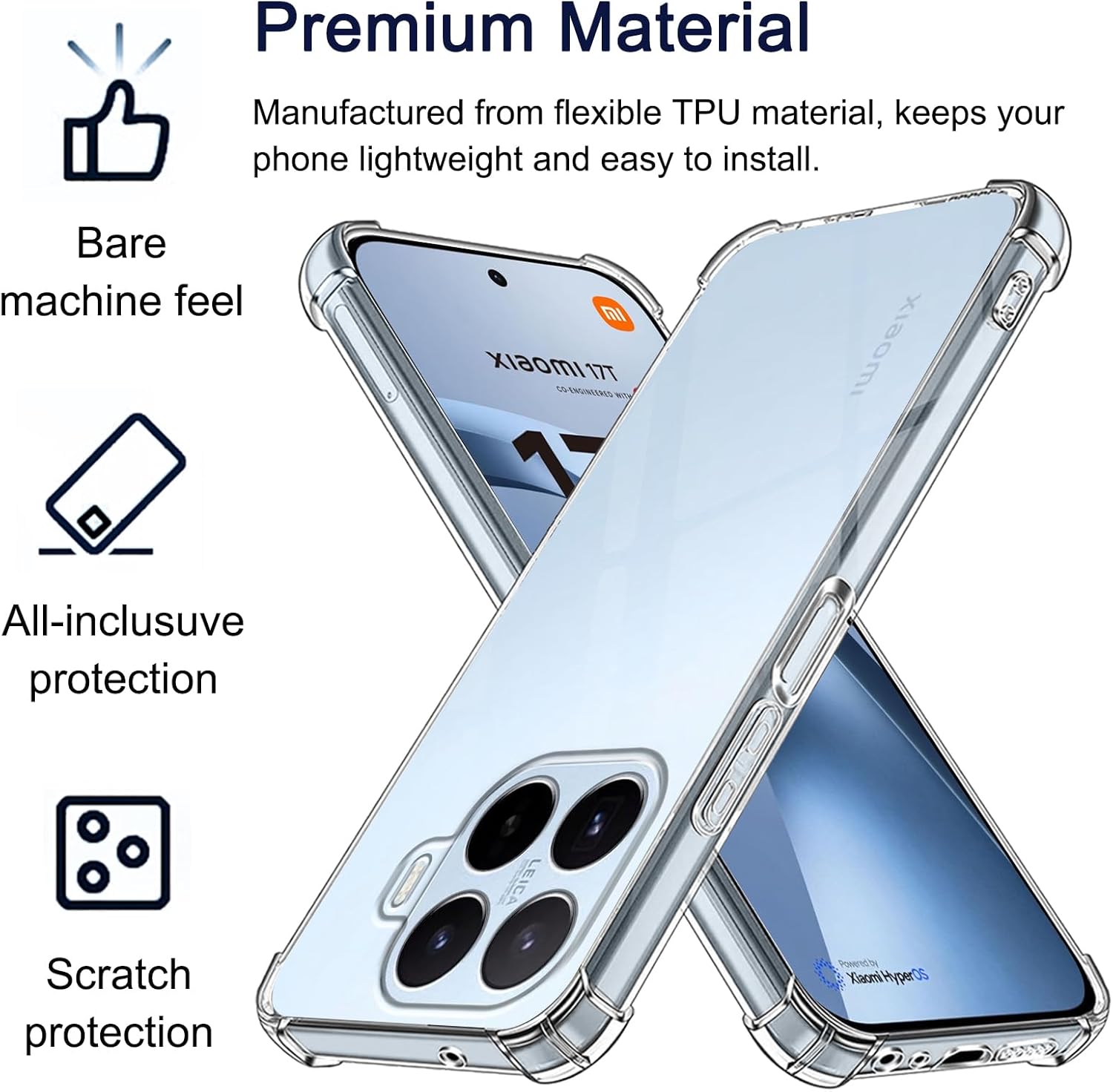 Xiaomi 17T / Xiaomi 17T Pro Case Clear Phone Cover & Screen Protector