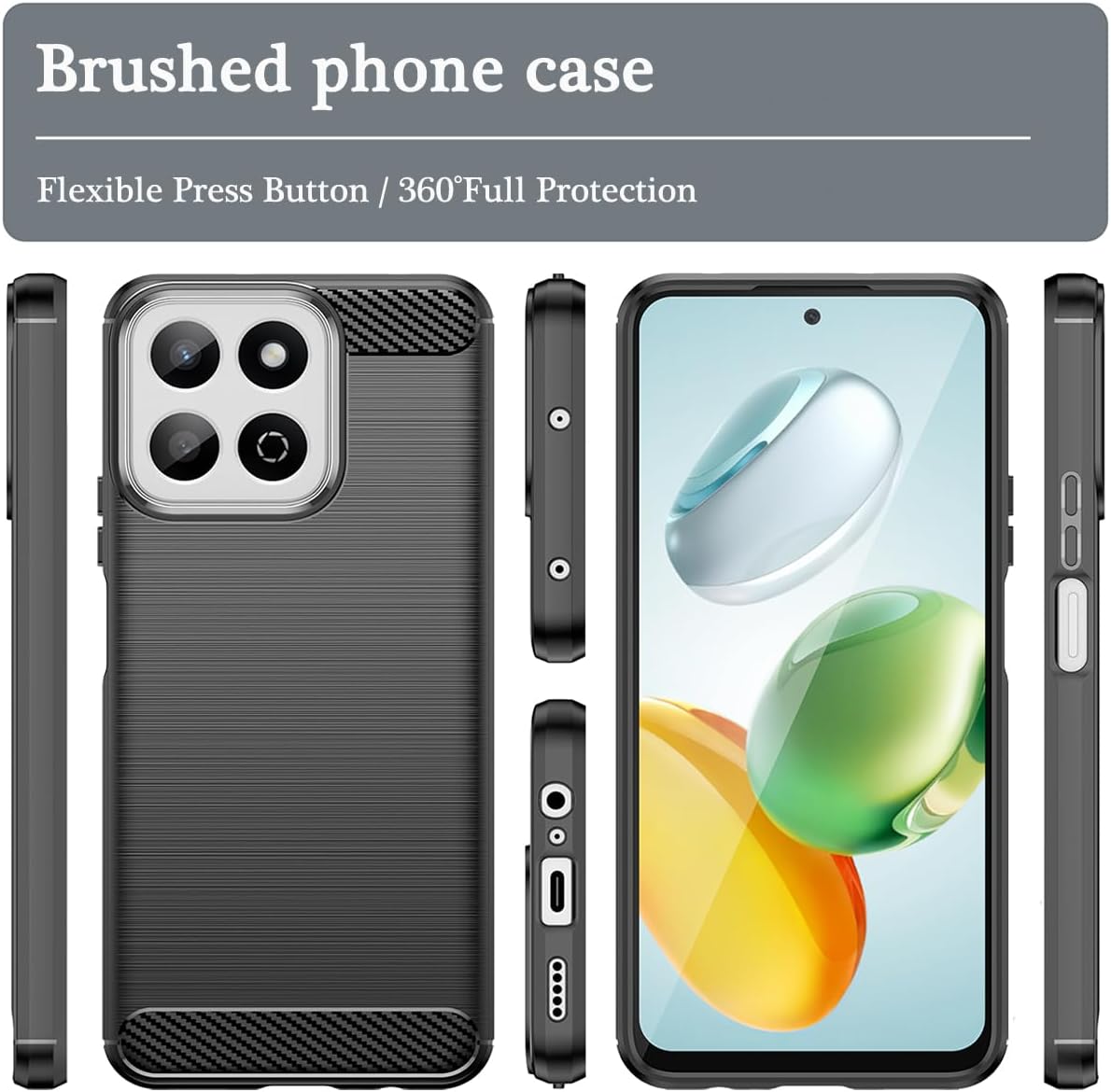 Honor X6c Case Carbon Fibre Phone Cover + Screen Protector