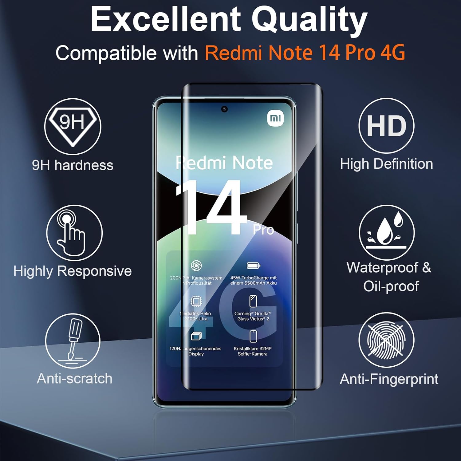 Xiaomi Redmi Note 14 Pro 4G Screen Protector & Camera lens Black