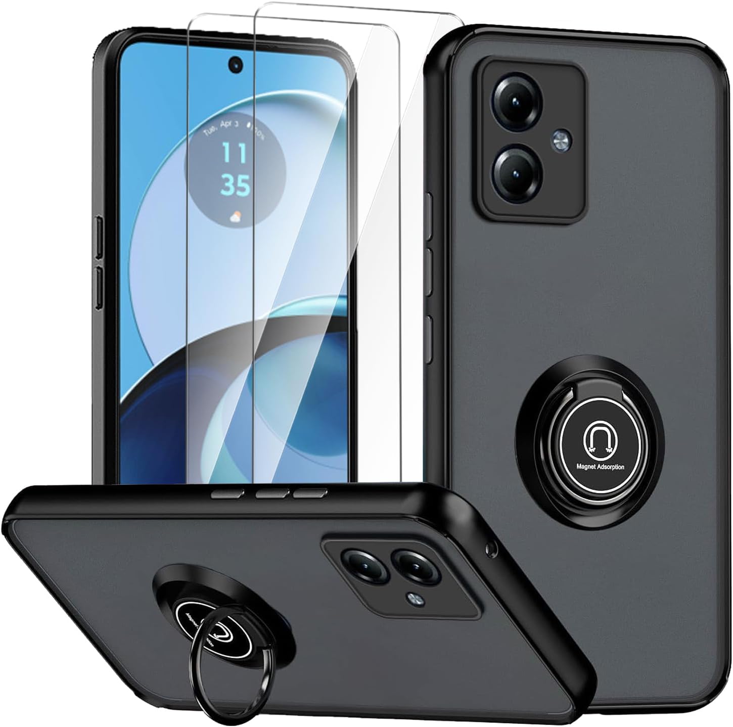 Motorola Moto G14 Case Kickstand Shockproof Cover Heavy Duty & Screen Protector