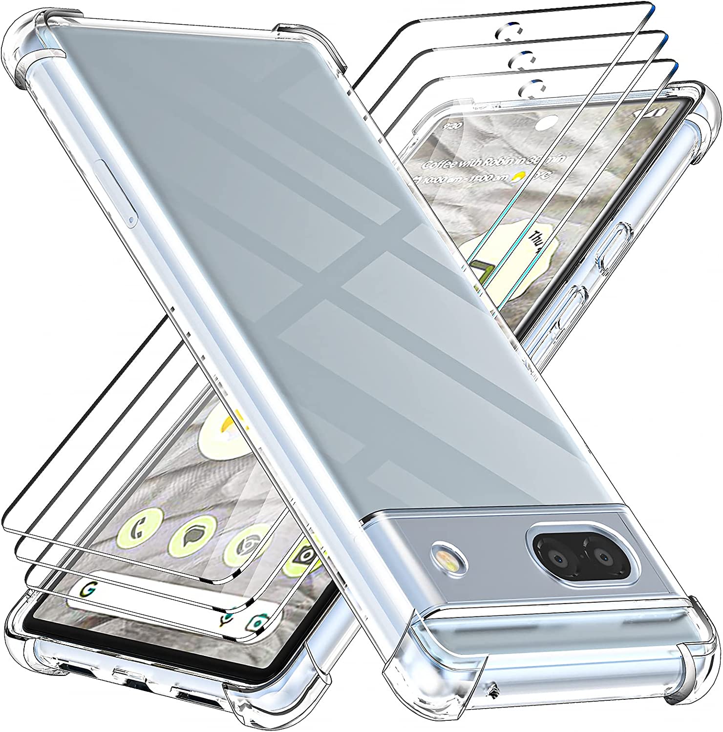 Google Pixel 7a Case Clear Phone Cover & Screen Protector