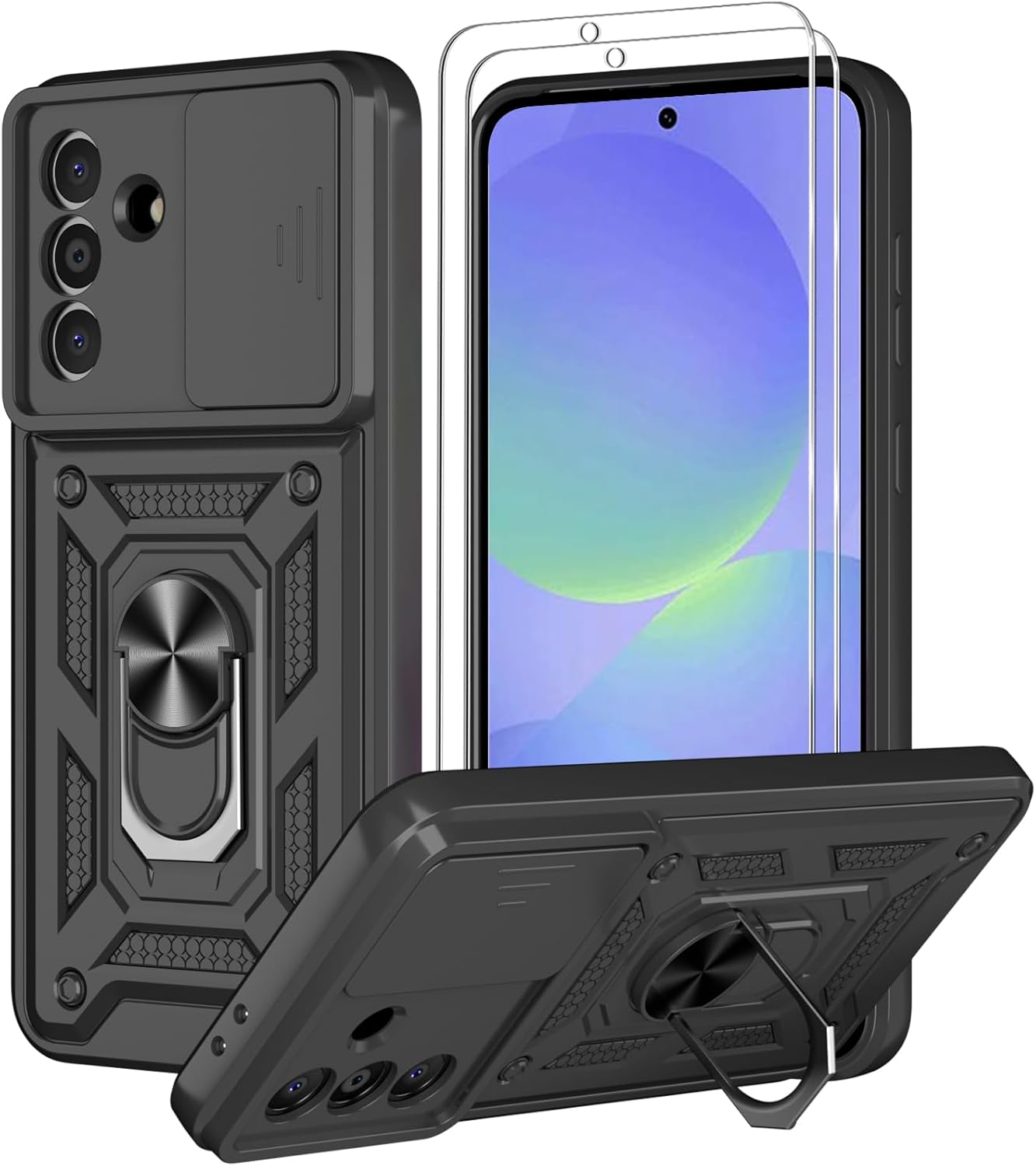 Samsung Galaxy A36 5G Case Shockproof Ring Stand Phone Cover & Screen Protector