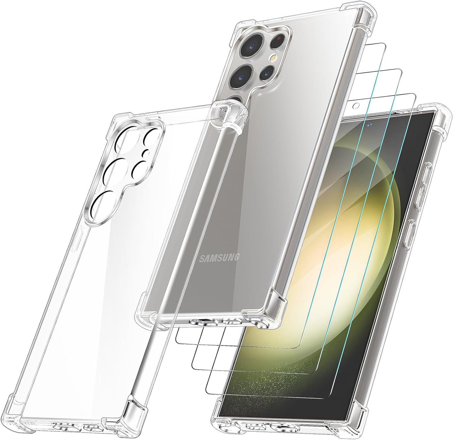 Samsung Galaxy S24 Plus Ultra Case Clear Phone Cover & Screen Protector