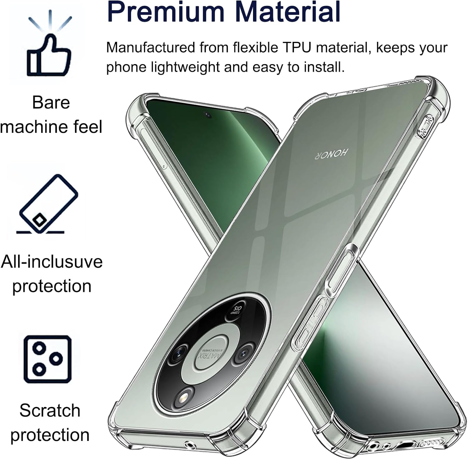Honor Magic 8 Lite Pro Case Clear Phone Cover & Screen Protector