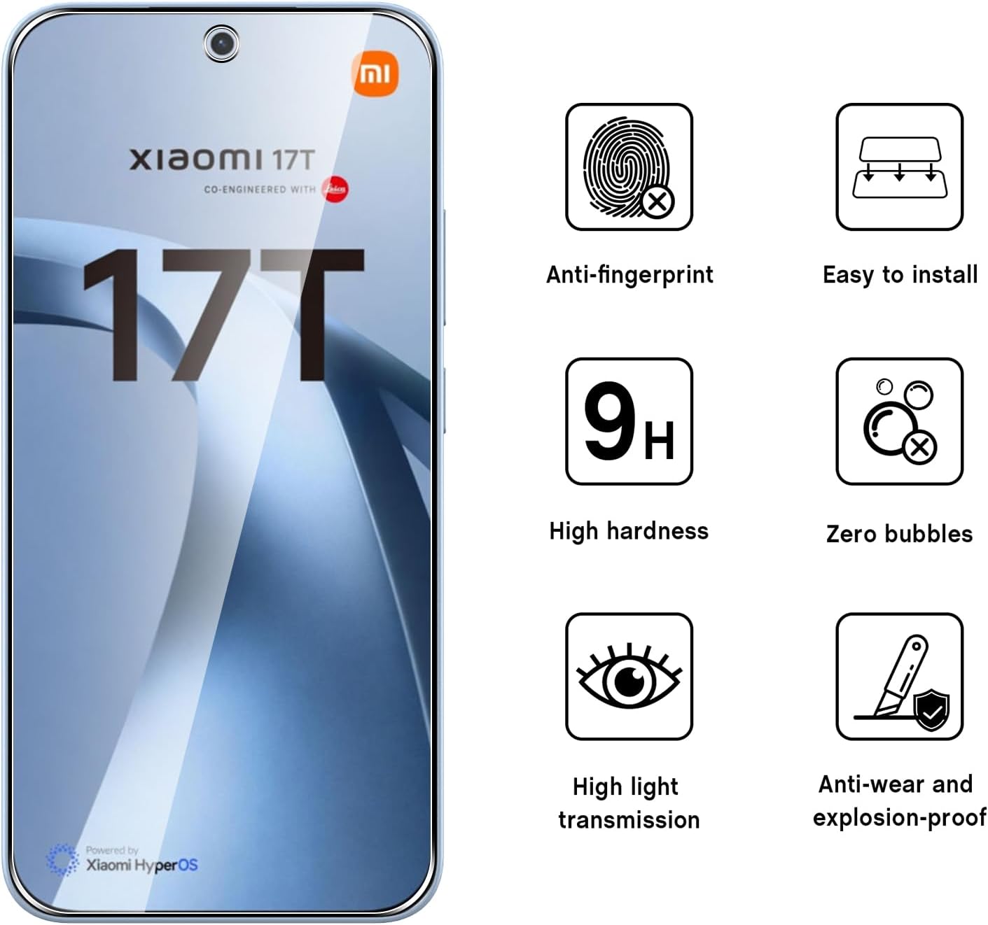 Xiaomi 17T / Xiaomi 17T Pro Screen Protector Glass 2 Pack