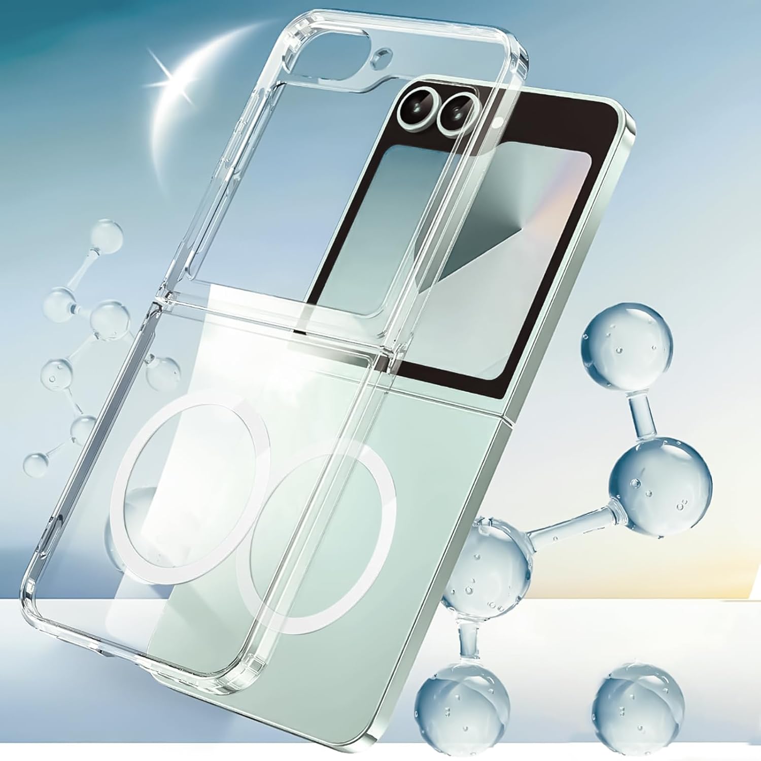 Samsung Galaxy Z Flip 7 Clear Case Magsafe Phone Cover + Glass Screen Protector