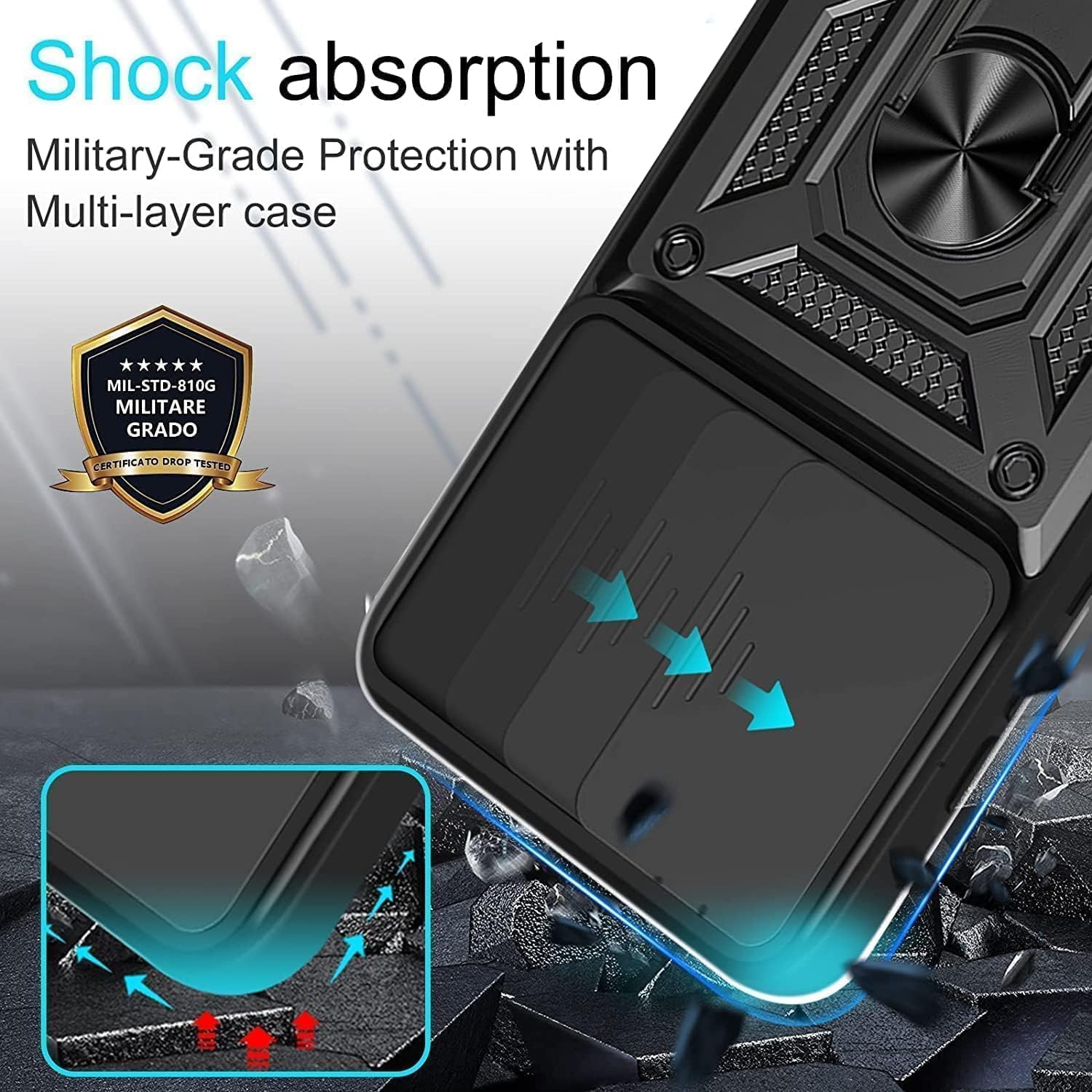 Samsung Galaxy S24 FE Case Shockproof Ring Stand Phone Cover & Screen Protector