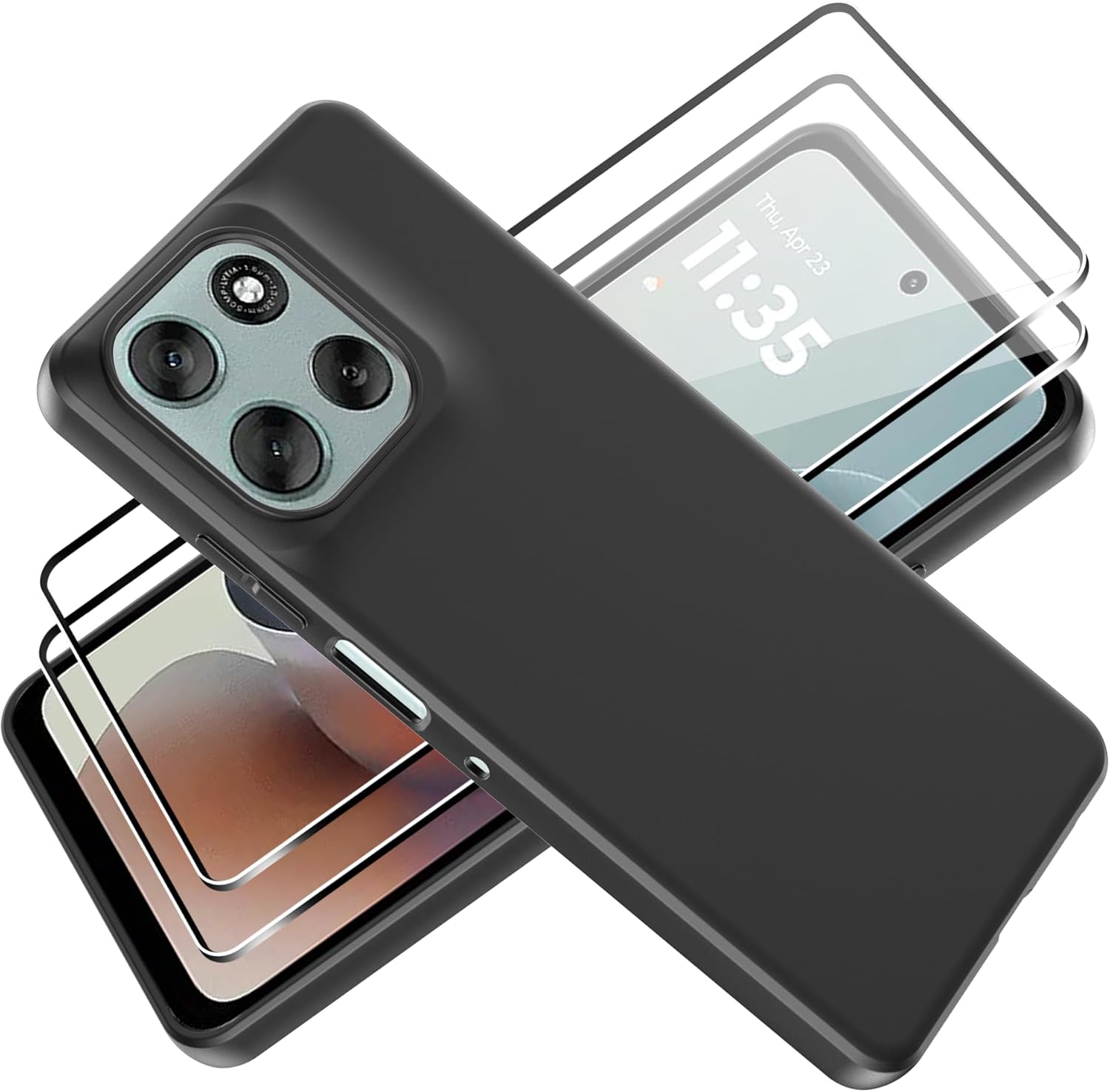 Motorola Moto G56 Case Black Gel Phone Cover & Screen Protector