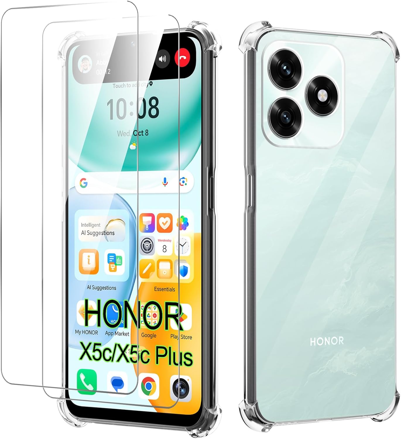 Honor X5c Plus Case Clear Phone Cover & Screen Protector