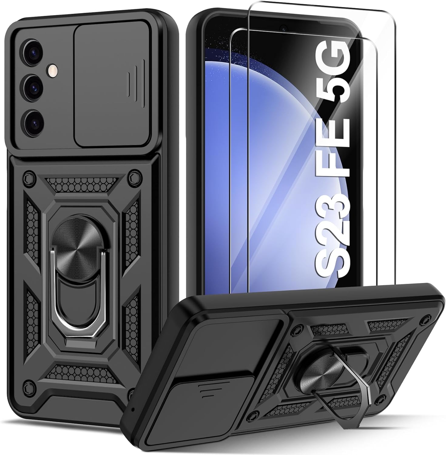 Samsung Galaxy S23 FE Case Shockproof Ring Stand Phone Camera Lens Cover