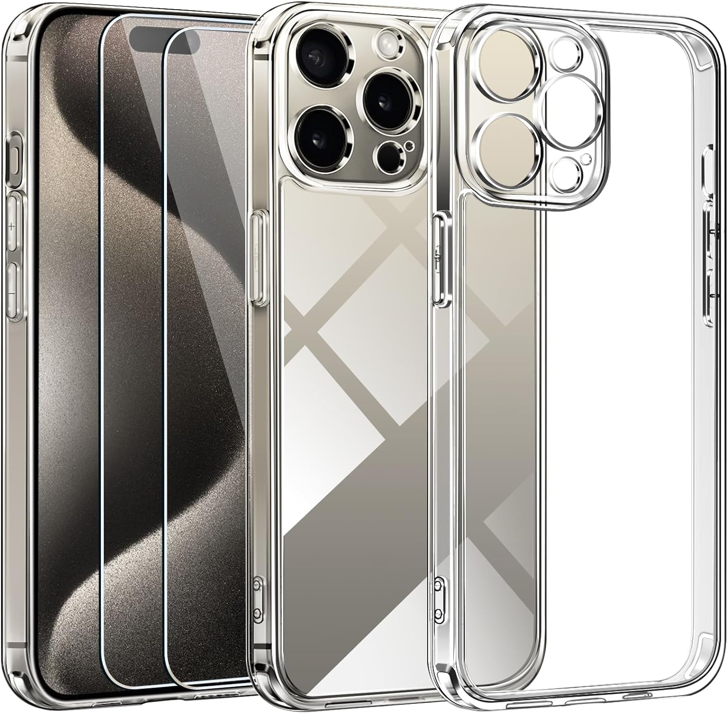 Apple iPhone 15 Pro Max Case Clear Phone Cover & Screen Protector