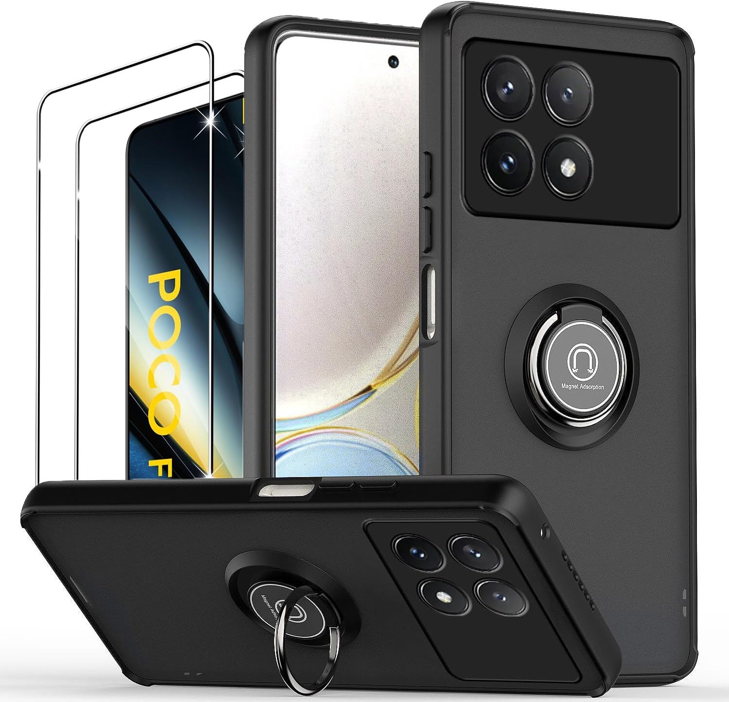 Xiaomi Poco F6 Pro Case Kickstand Shockproof Cover Heavy Duty & Screen Protector