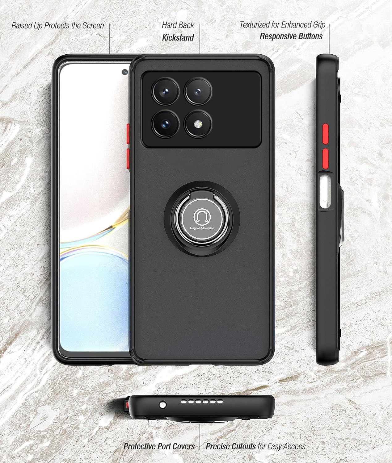 Xiaomi Poco F6 Pro Case Kickstand Shockproof Cover Heavy Duty
