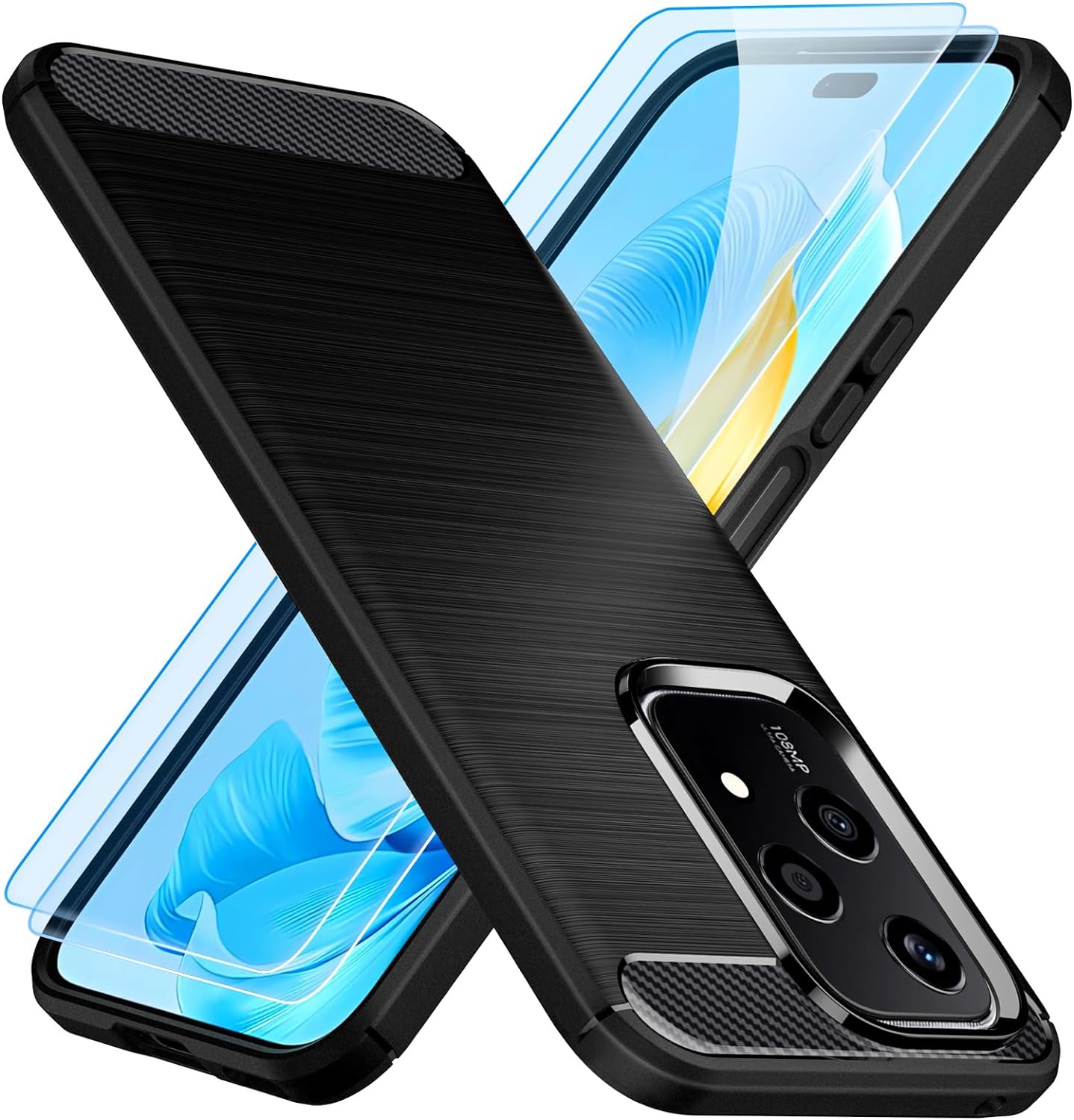 Honor 200 Lite Case Carbon Fibre Phone Cover + Screen Protector