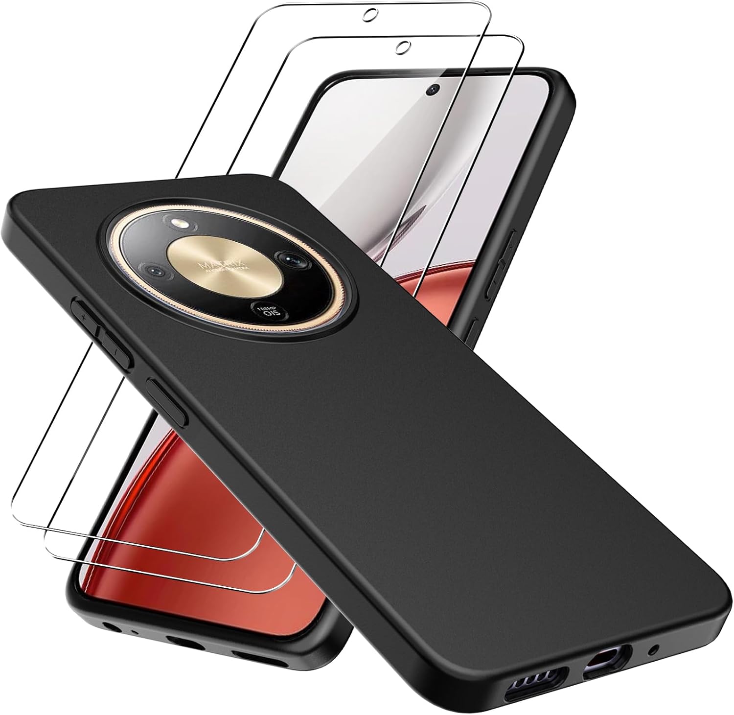 Honor Magic 8 Lite Pro Case Black Gel Phone Cover & Screen Protector