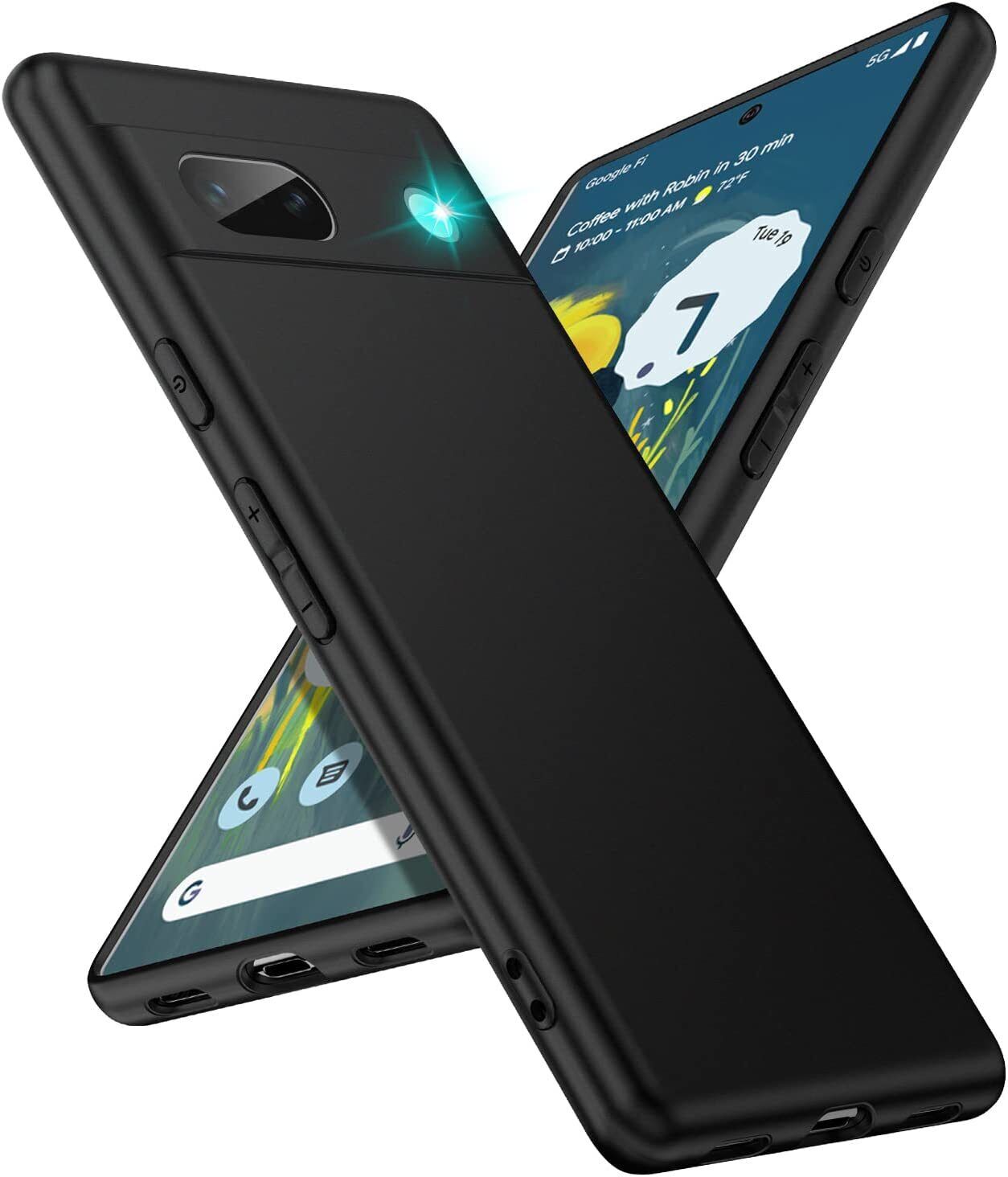 Google Pixel 7a Case Black Gel Phone Cover And Screen Protector