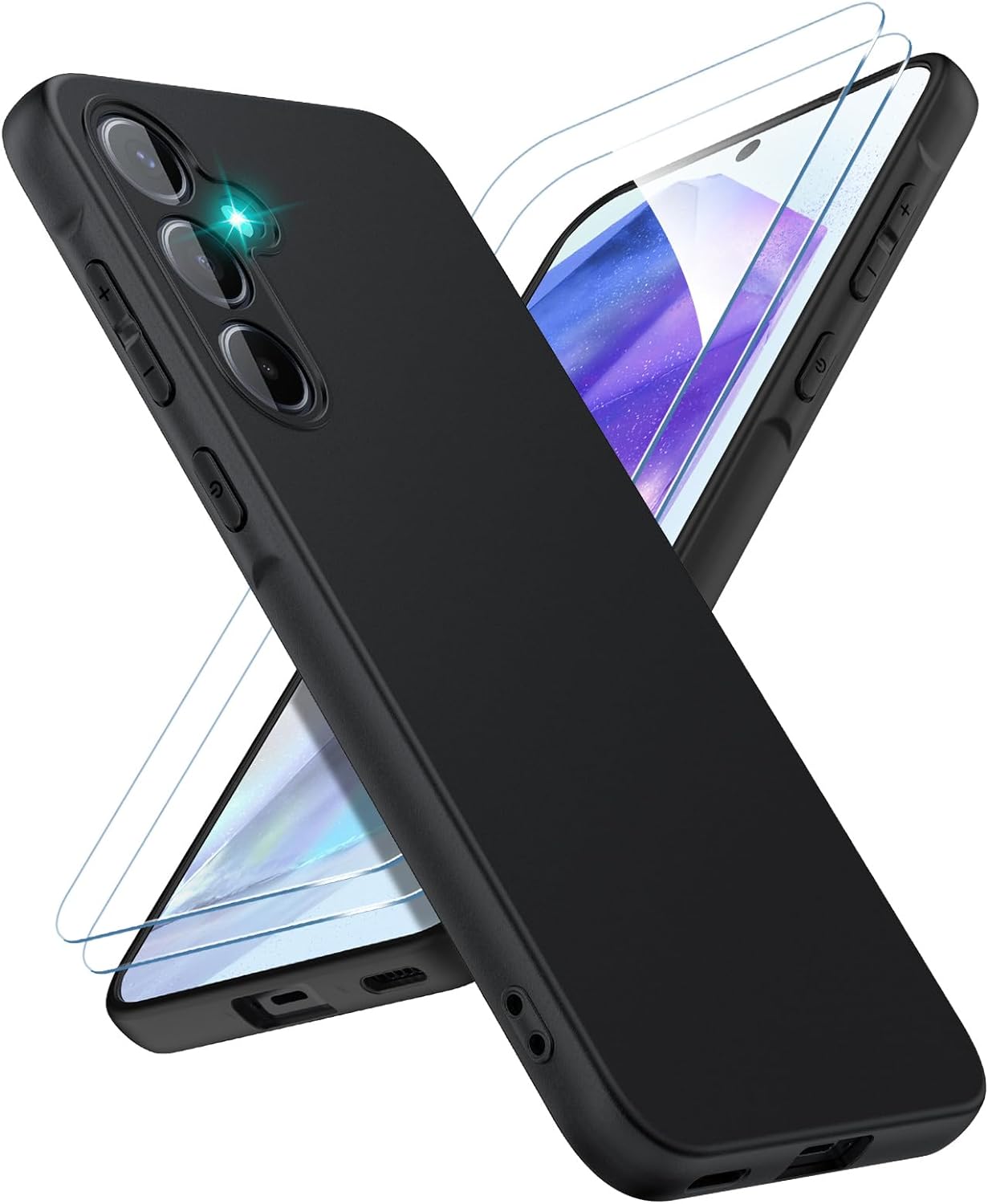 Samsung Galaxy A55 5G Case Black Gel Phone Cover & Screen Protector