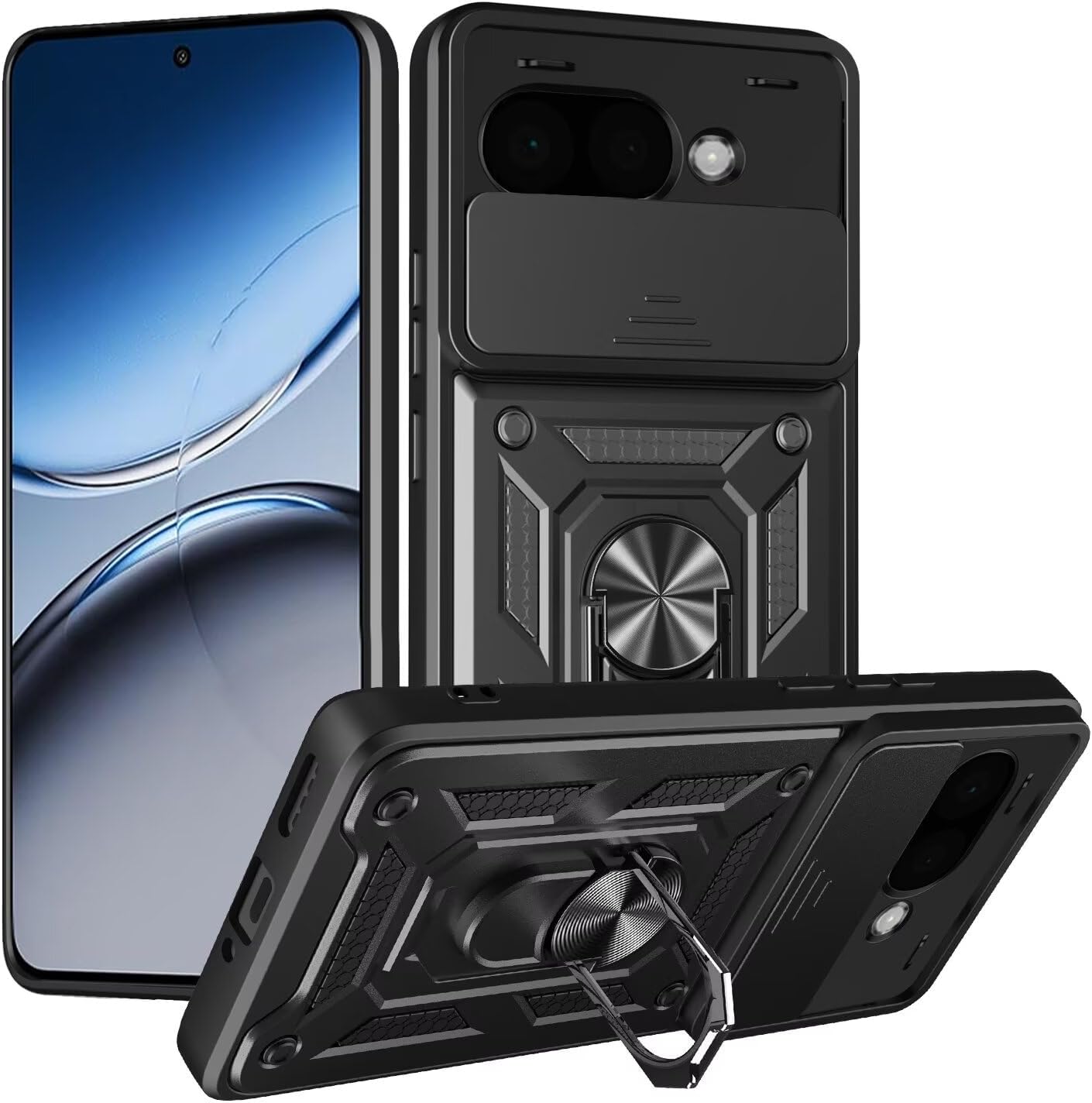 Google Pixel 10a Case Shockproof Ring Stand Phone Camera Lens Cover